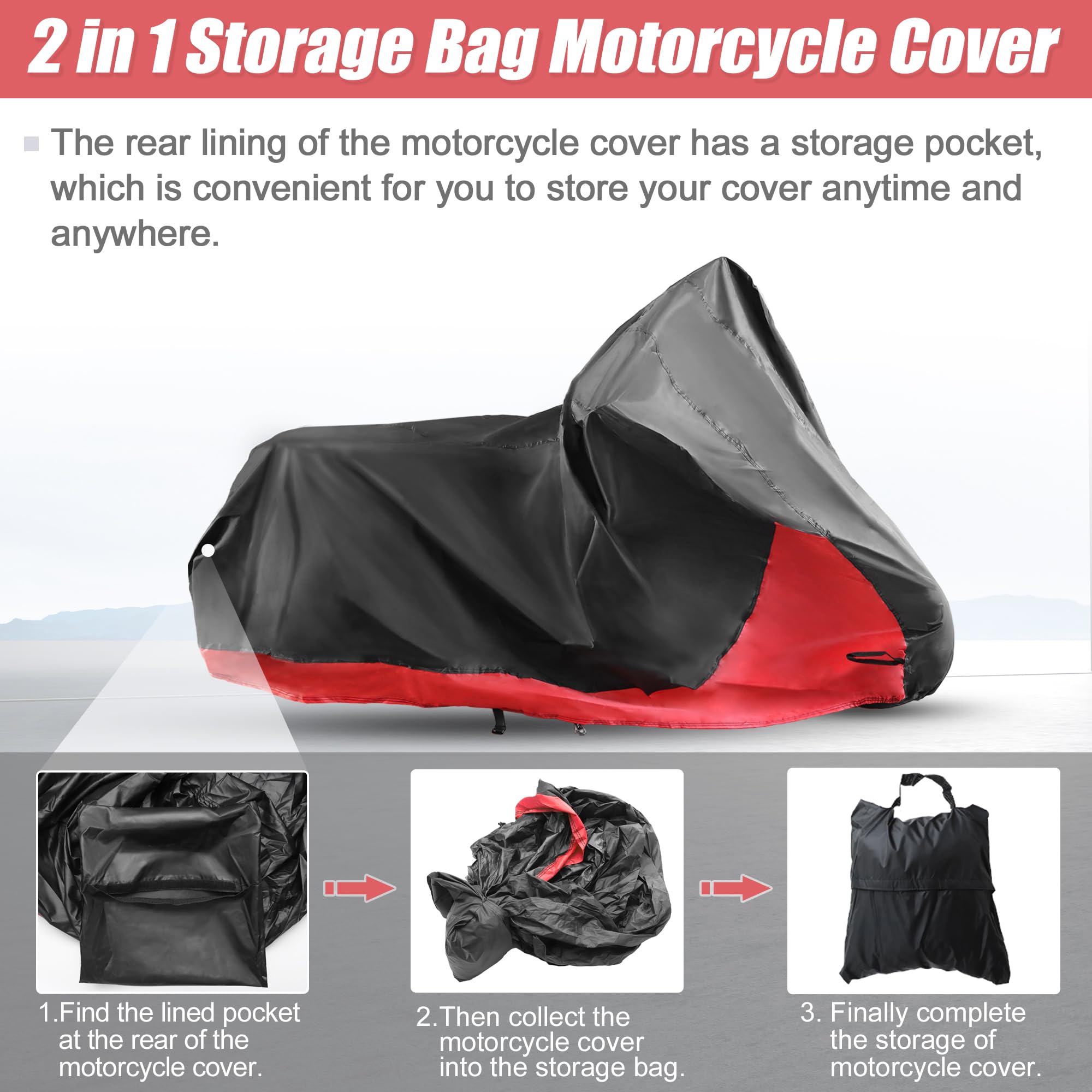 X AUTOHAUX 2 in 1 Motorcycle Cover Waterproof Protector for Harley Street Glide Road Glide Road King Special Ultra Limited FLHTK