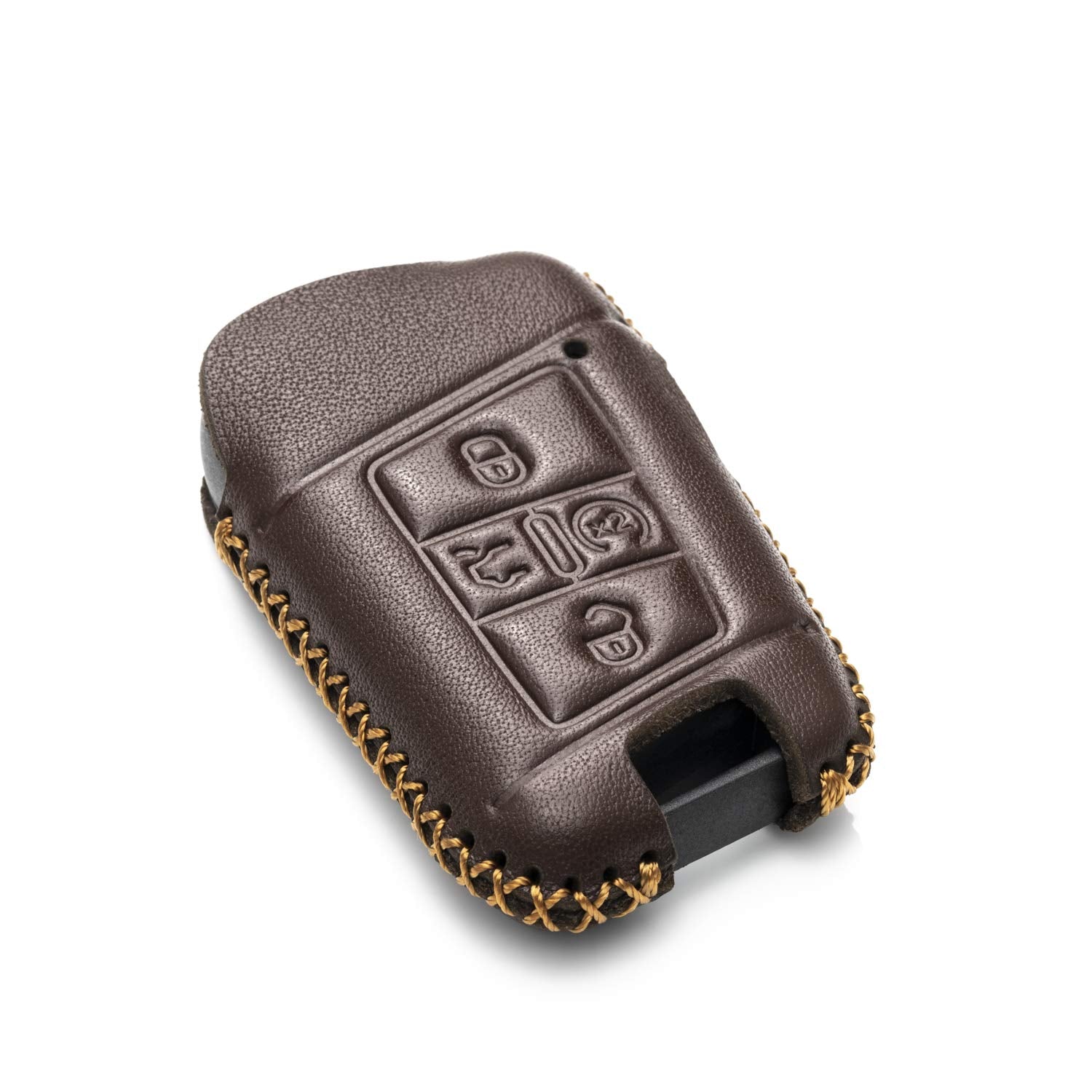 Vitodeco Genuine Leather Smart Key Fob Case Compatible with Volkswagen Atlas, Jetta, Passat, Arteon, Tiguan, Golf GTI, Golf R 20