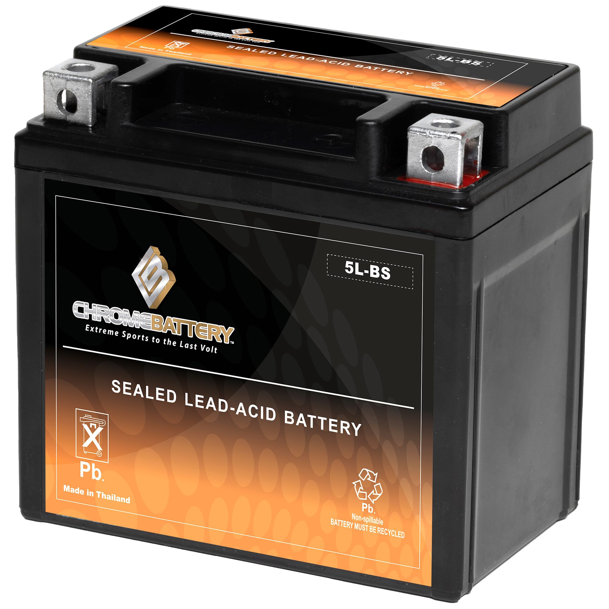 Ytx5L-Bs Rechargeable Sealed Agm Motorcycle Battery - Maintenance Free - High Performance - Replacement For Yamaha, Honda, Husqv