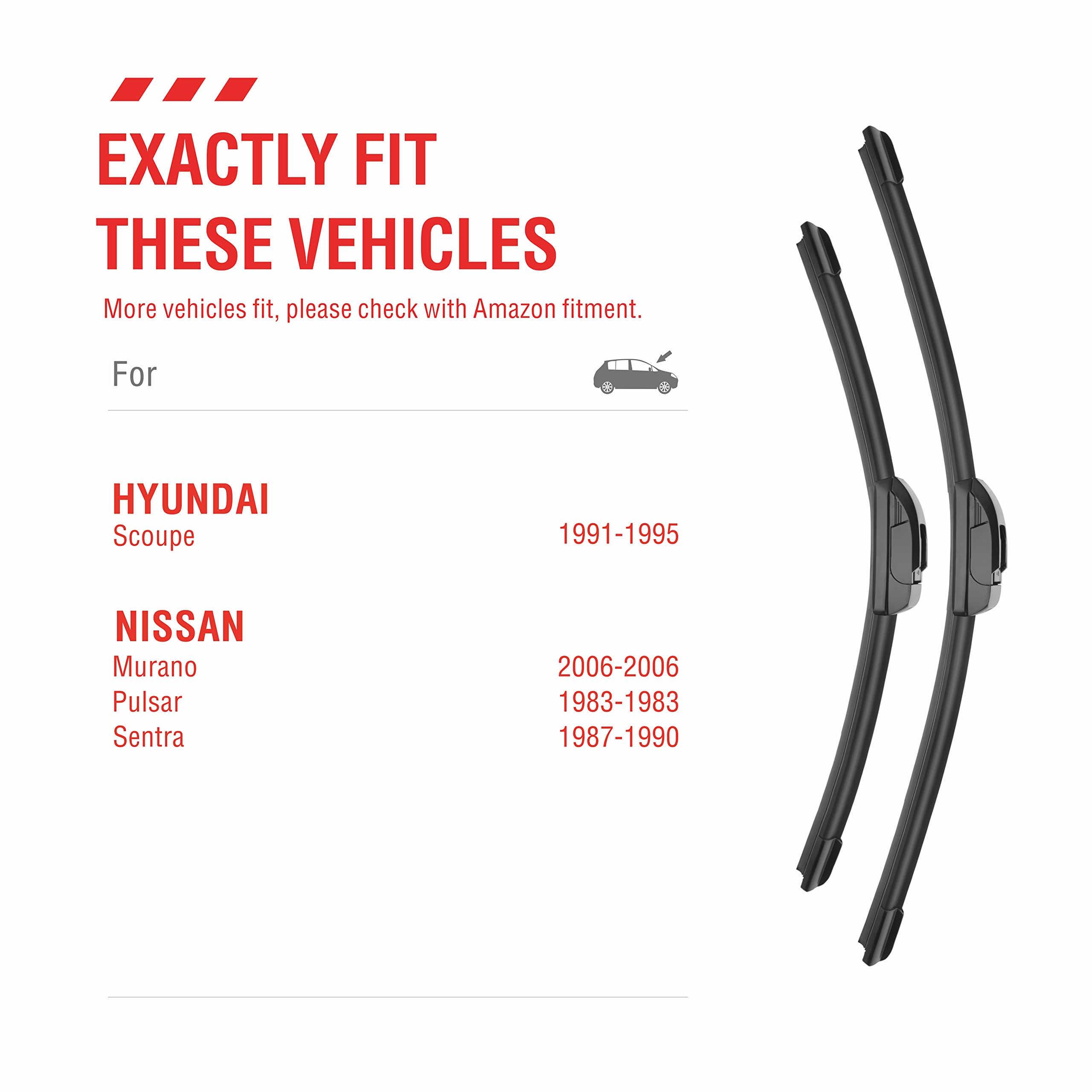 Oem Quality Performance Premium Wiper Blades 19 18,All-Season Auto Replacement Windshield Wiper Blades,Fit Mini Cooper 2015-2020