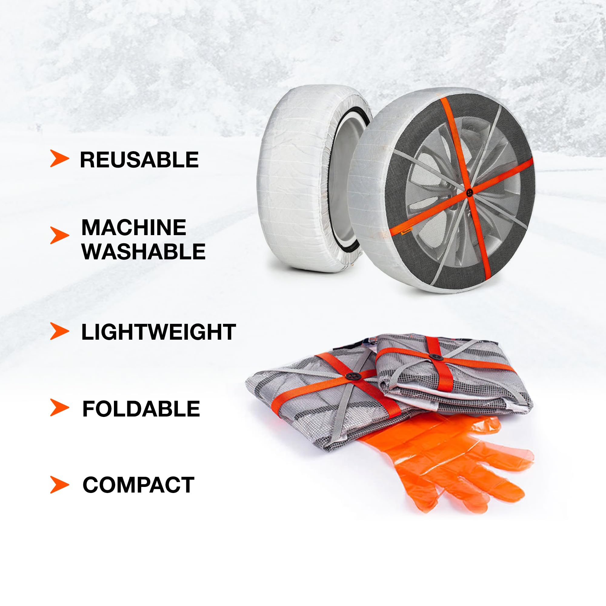 AUTOSOCK Snow Socks for Tires, HP695, Polyester, Pack of 2, Suitable for Passenger Vehicles