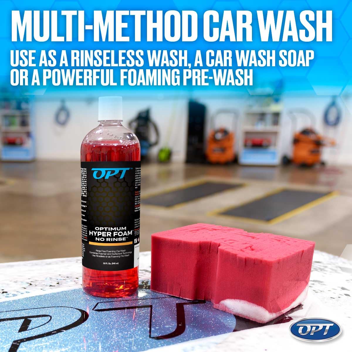 Optimum Hyper Foam Rinseless Car Wash Soap - Spray-on, No Rinse, 8 oz, Red, Model 22318