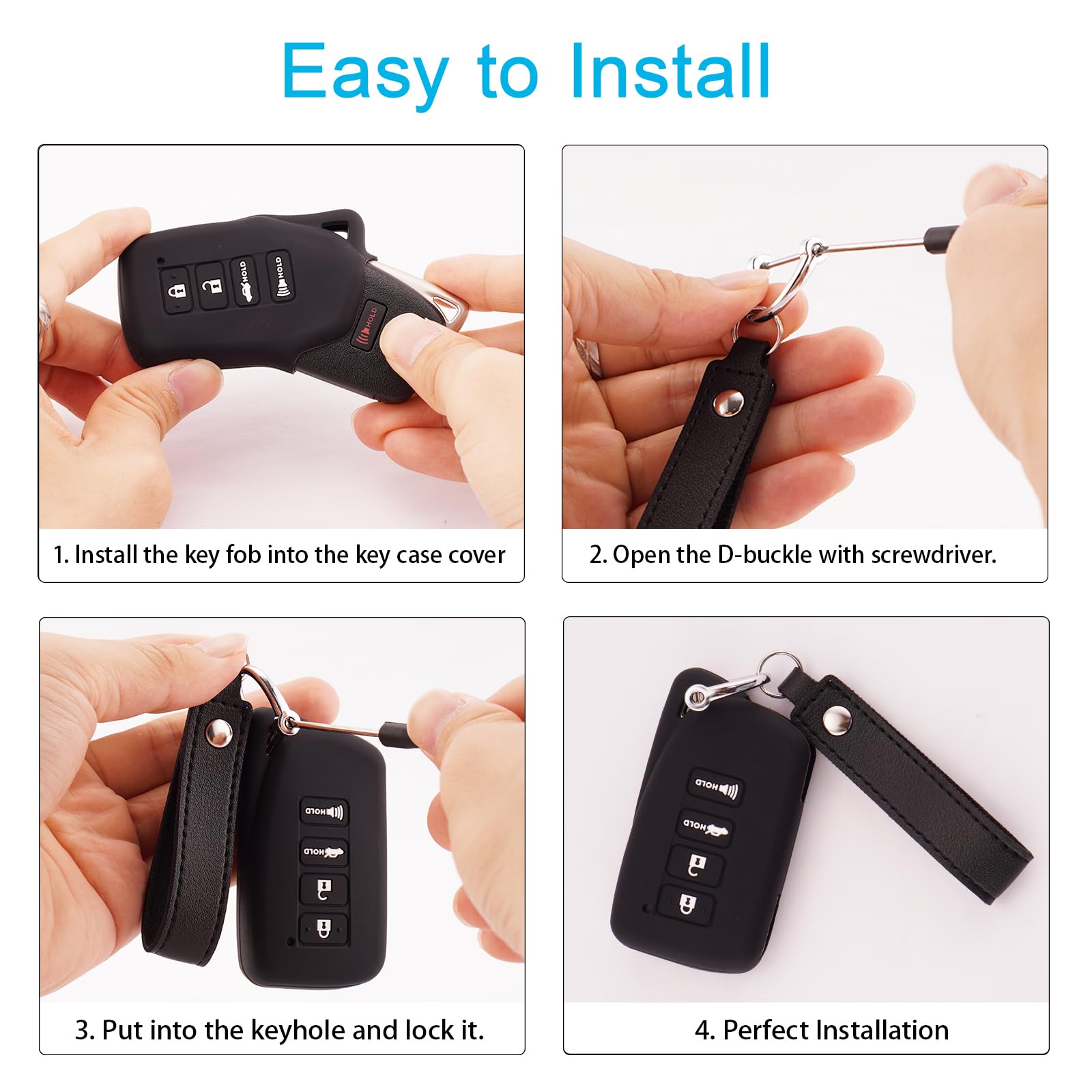 Koaudb Silicone Rubber Key Fob Cover Compatible With Lexus Rx Es Gs Ls Nx Rs Gx Lx Rc Lc Is 2 3 4 Buttons Full Protection Smart