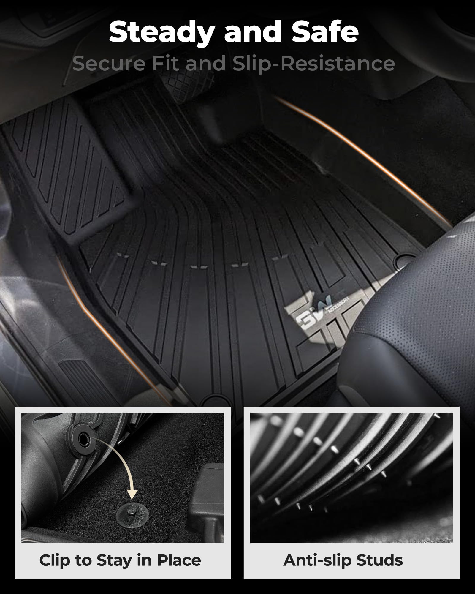 3W Floor Mats Fit For Volkswagen Id.4 2021-2024 2025, All Weather Id4 Accessories Custom Fit Floor Liner 1St, 2Nd Row Full Set F