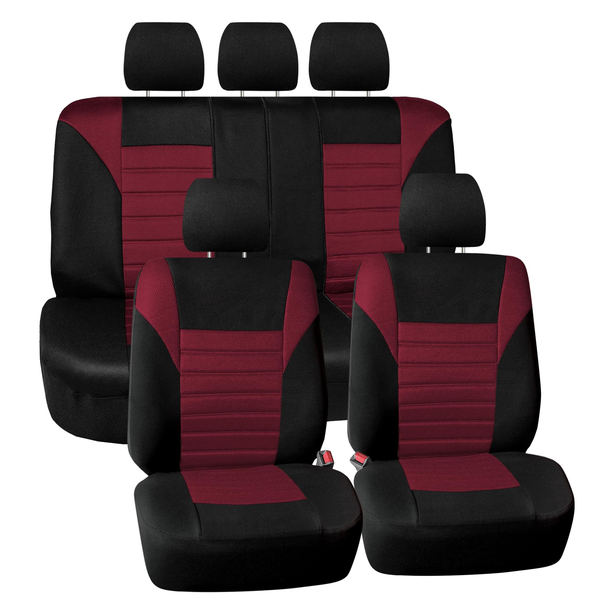 Fh Group Car Seat Covers Full Set 3D Air Mesh - Universal Fit, Automotive Seat Covers,Low Back Seatcover,Airbag Compatible,Split