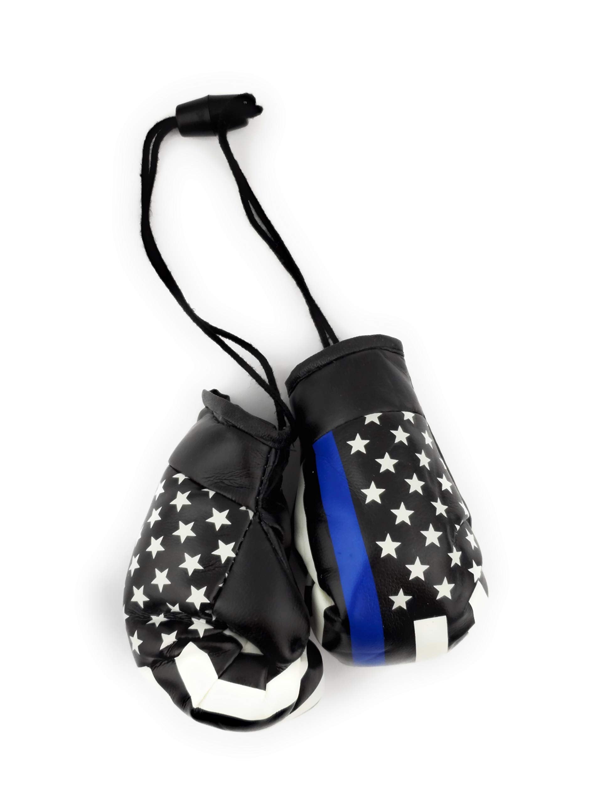 Red Hat Ent Hanging Car Mirror Mini Boxing Gloves (Thin Blue Line)
