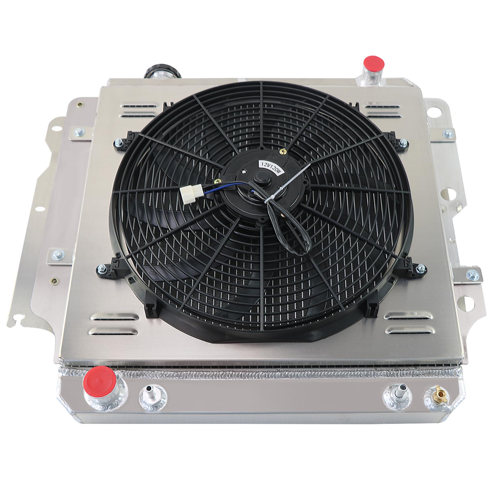 HKAUTOPART 3-Row Aluminium Radiator Kit with 16 Inch Fan & Relay for 1987-2006 Jeep Wrangler & 1997-2006 Jeep TJ 2.