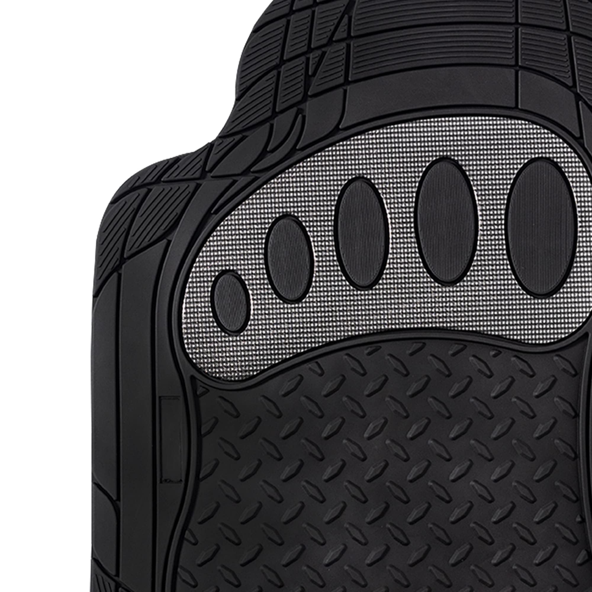 Fh Group Automotive Floor Mats - Heavy-Duty Footprint Design Rubber Floor Mats For Cars, Universal Fit Full Set, Climaproof Floo
