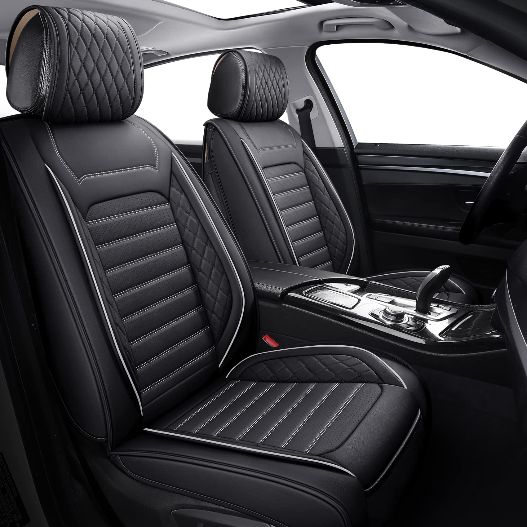 Aierxuan Leather Car Seat Covers Waterproof Universal Fit for Honda Hyundai Sonata Kona Accent Ford Fiesta Focus Buick Encore Ma