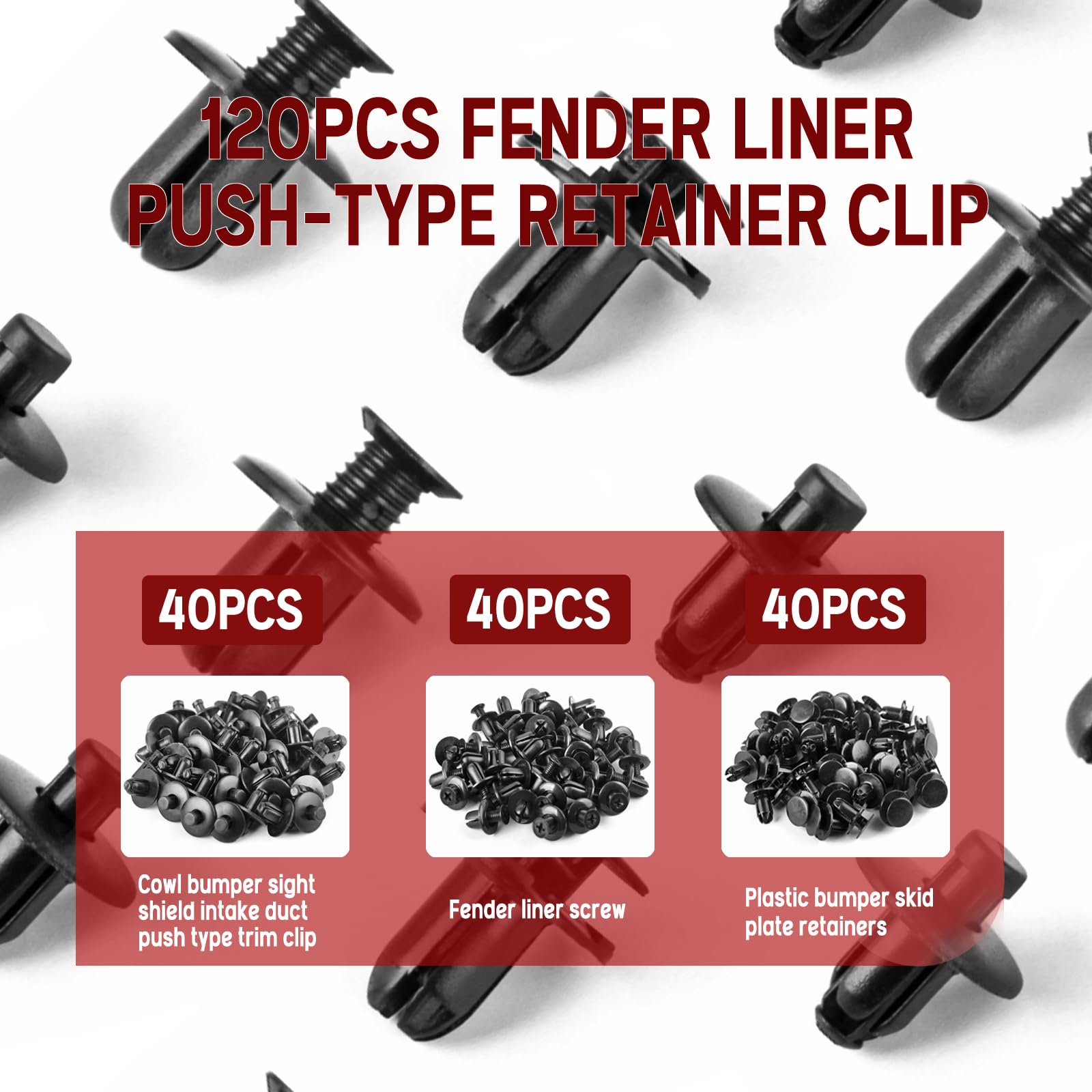 Xislet 120Pcs Fender Liner Push-Type Retainer Clip Fastener Compatible with Hyundai Kia Models Replace 86595-2T500, 86590-28000,