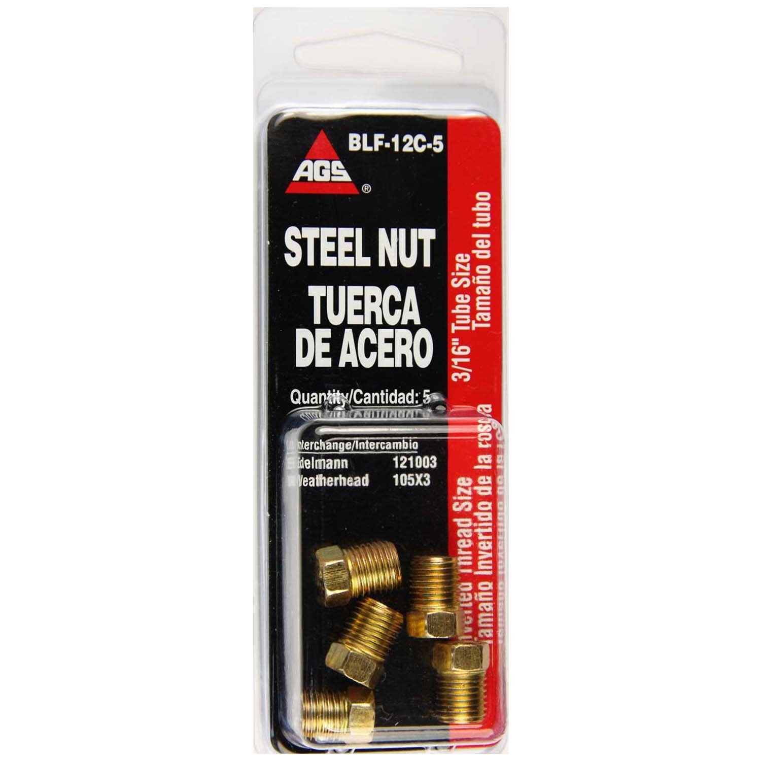 Ags Blf-12C-5 Brake Line Fitting, 5 Pack