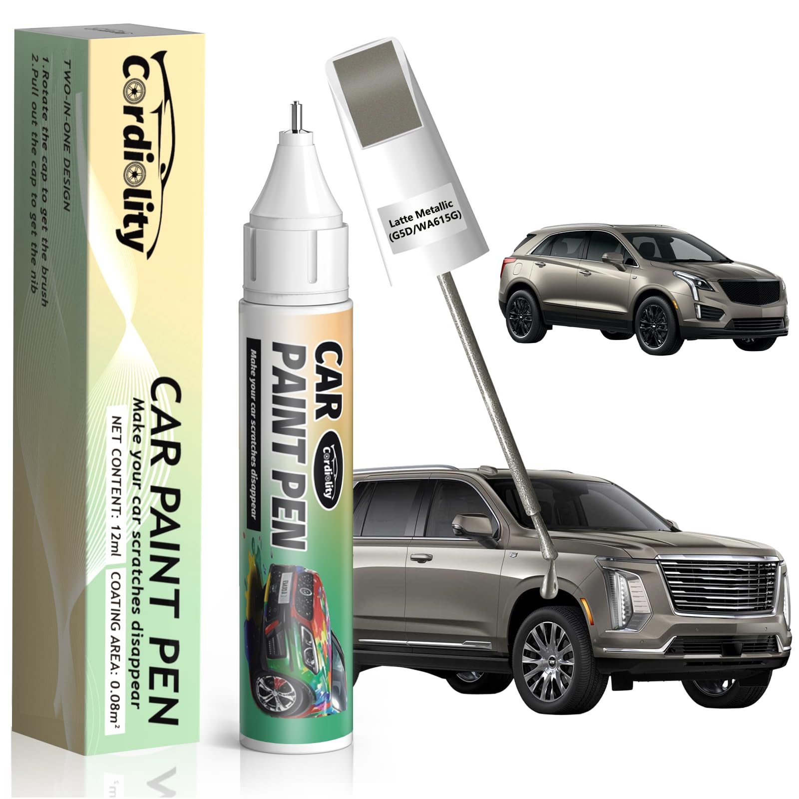 Latte Metallic(G5D/WA615G) Touch Up Paint Pen for Cadillac,Car Paint Scratch Repair Pen Quick and Easy Fix Auto Paint Scratch