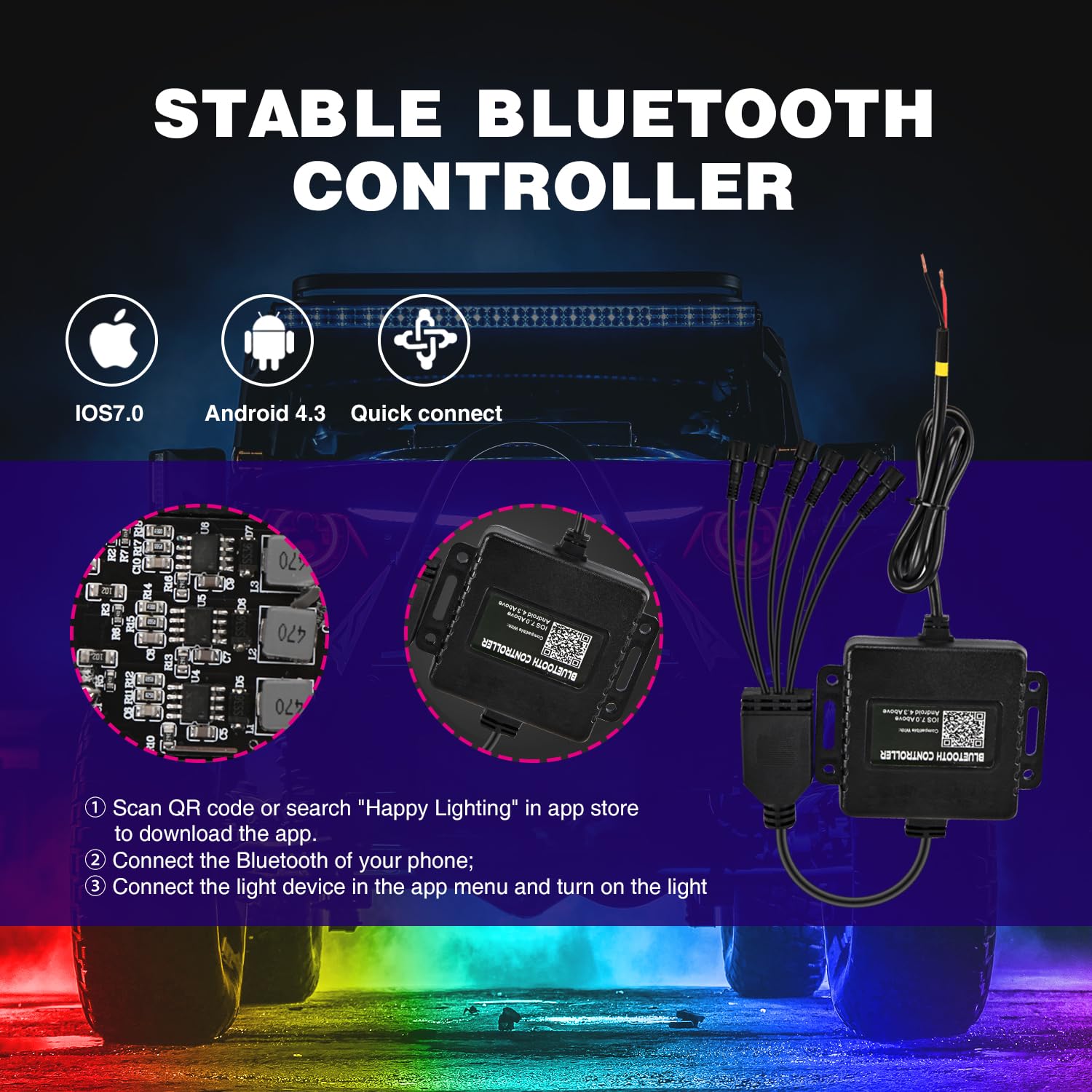 Nilight Rgb Led Rock Lights Kit, 6 Pods Underglow Multicolor Neon Light Pod With Bluetooth App Control Flashing Music Mode Ip68