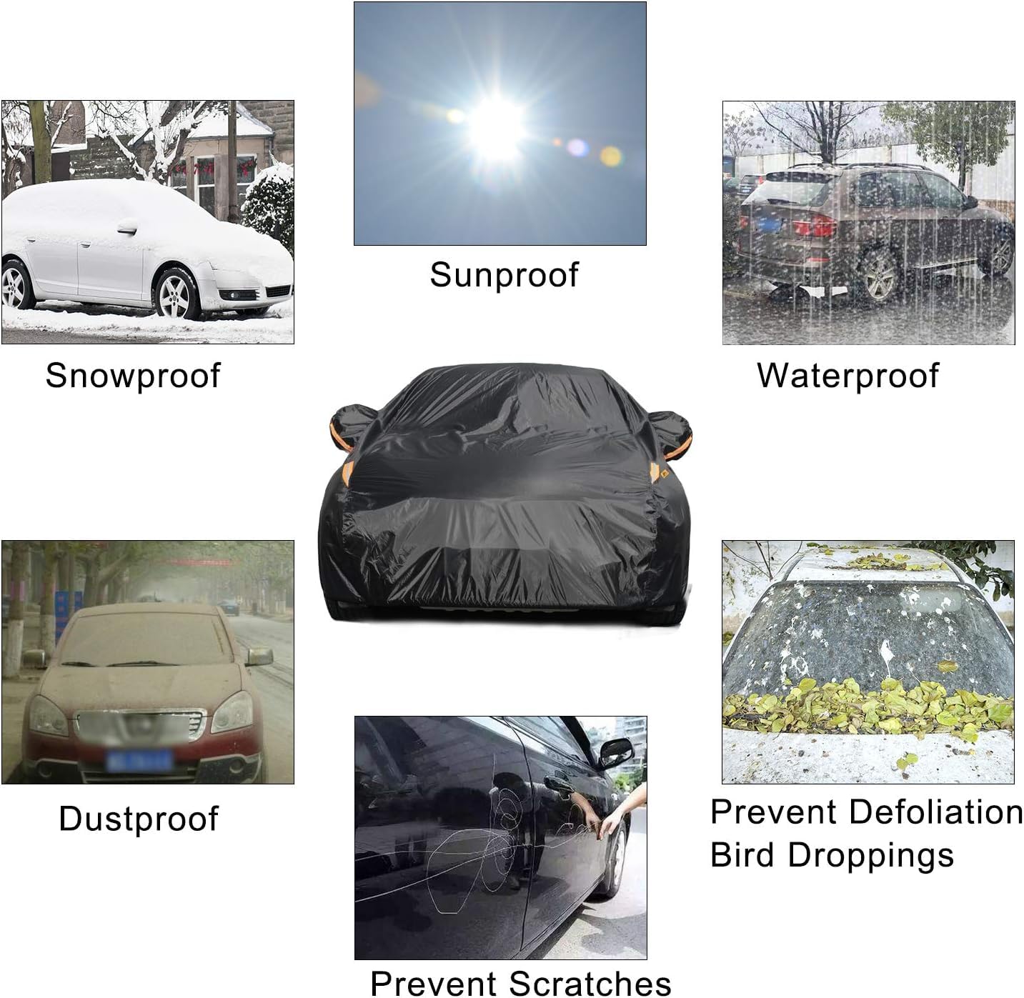 Color Rain Time Uv Protection Car Cover Windproof Dustproof Scratch Resistant Outdoor Universal Full Car Covers For Hatchback 2S
