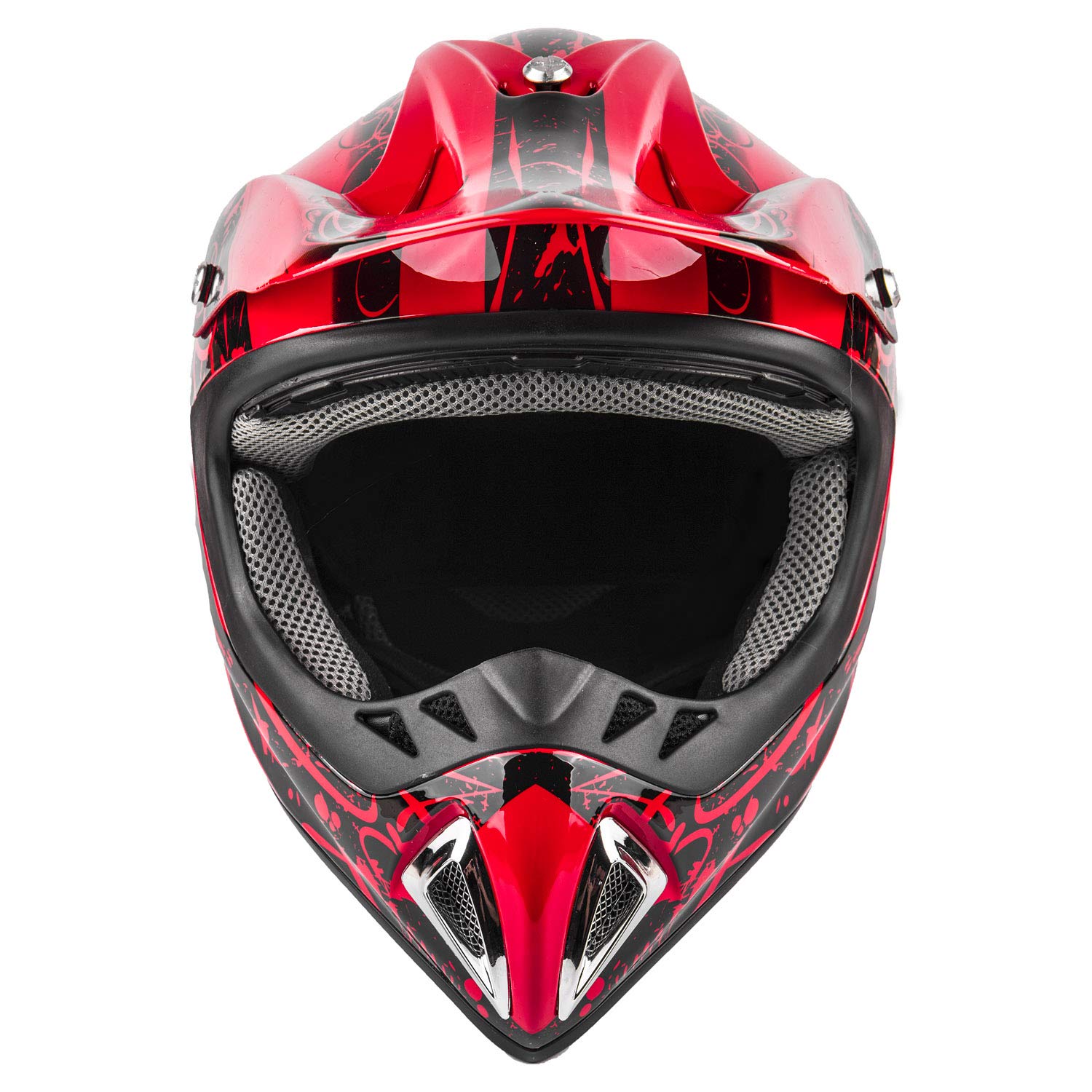 Typhoon Adult Atv Mx Helmet Goggles Gloves Gear Combo Red With Red ( Small )