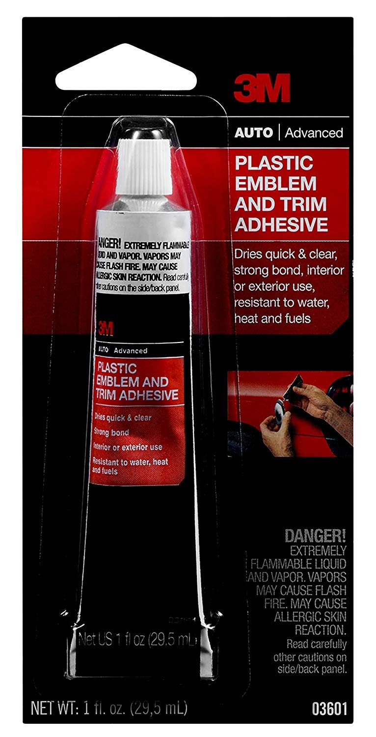 3M Plastic Emblem and Trim Adhesive, Clear, Model 03601, 3 Pack, Acrylic Material
