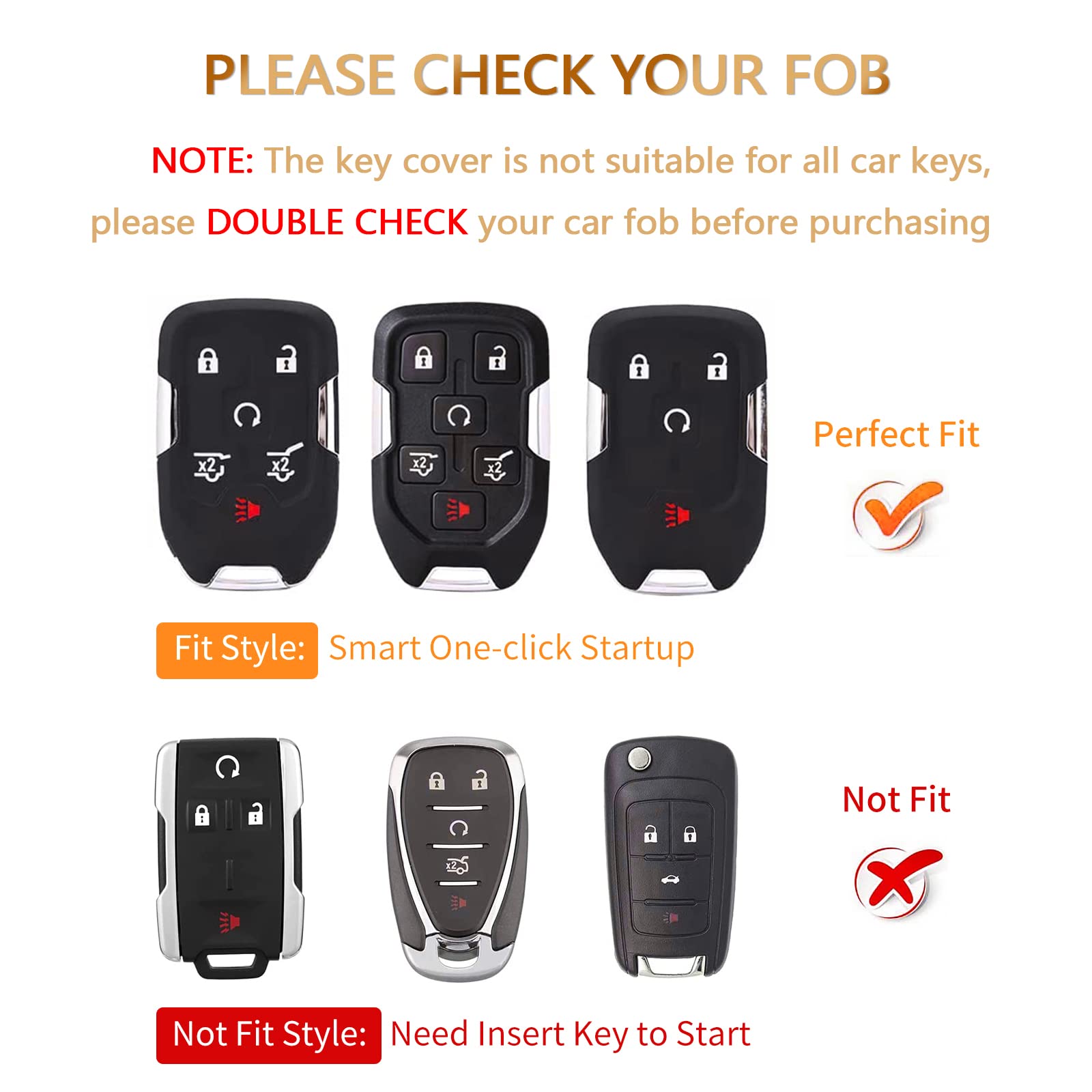 OFFCURVE Key Fob Cover for GMC Yukon/Yukon XL Terrain Acadia Sierra Soft TPU Key Fob Case for Chevy Chevrolet Suburban Tahoe Car