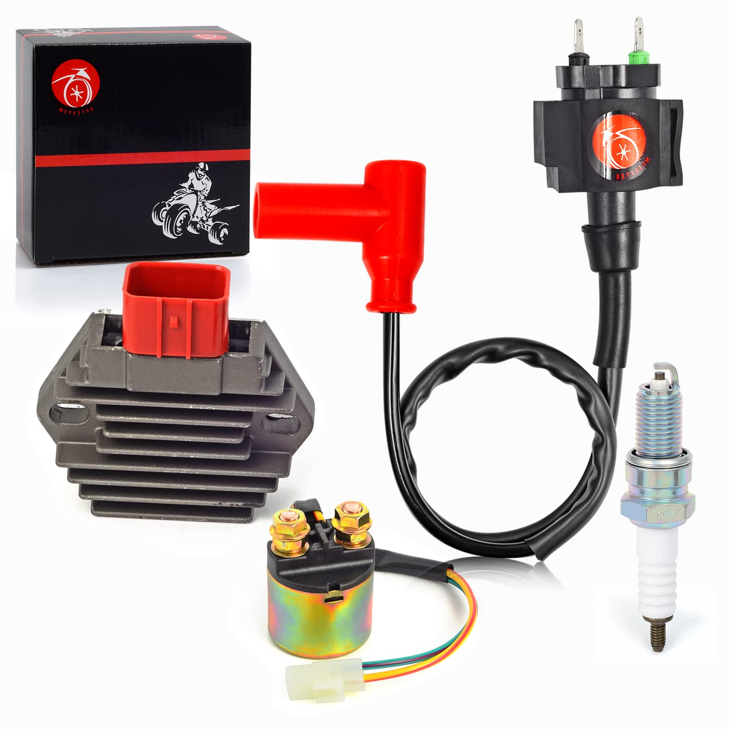 MOTO1988 Regulator Rectifier & Relay Ignition Coil Kit for Honda Rancher 350 & Foreman 450 1997-2006, Model 31600-HM7-003