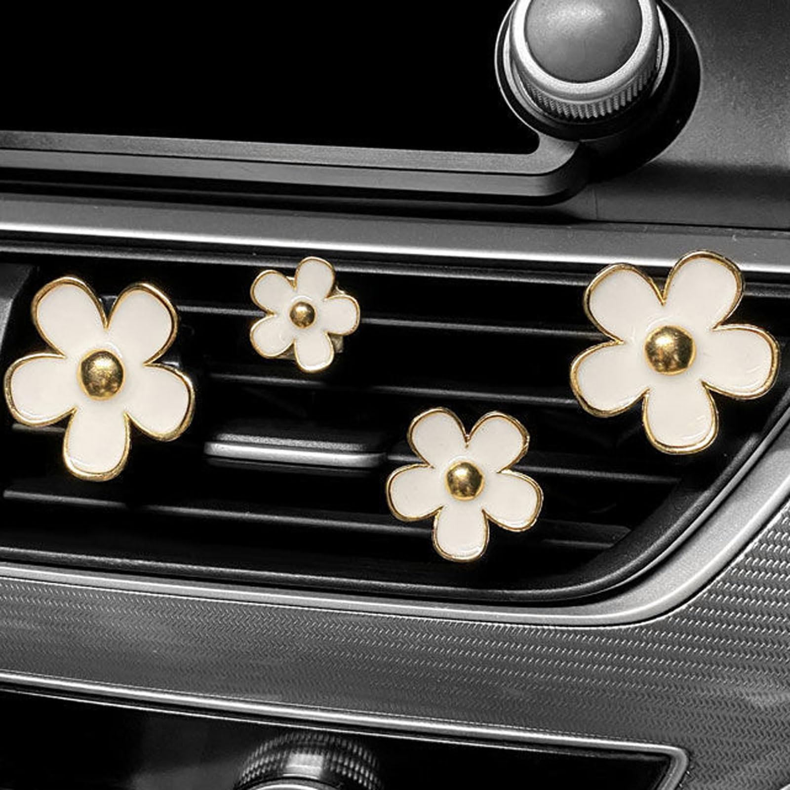 CLUOCKY Daisy Car Decoration Flower Air Vent Clip Air Conditioning Outlet Clip Car Air Freshener Clip Car Interior Decor Charm C