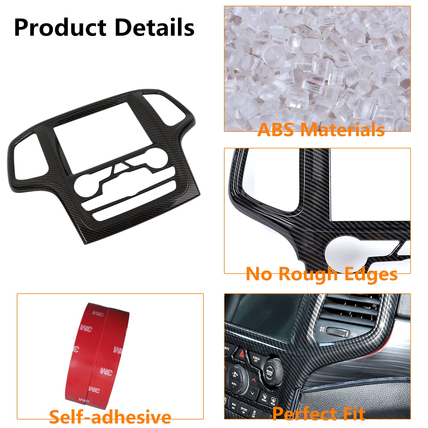 Dashboard Gps Navigation Panel Trim Full Cover For 2014-2018 Jeep Grand Cherokee Srt8 Abs Interior Mouldings Black Carbon Fiber Look Car Styling 1-Pack