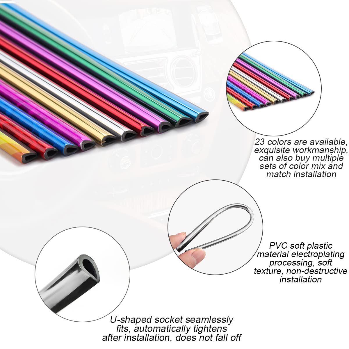 20 Pieces Car Air Conditioner Decoration Strip For Vent Outlet, Universal Waterproof Bendable Air Vent Outlet Trim Decoration, S