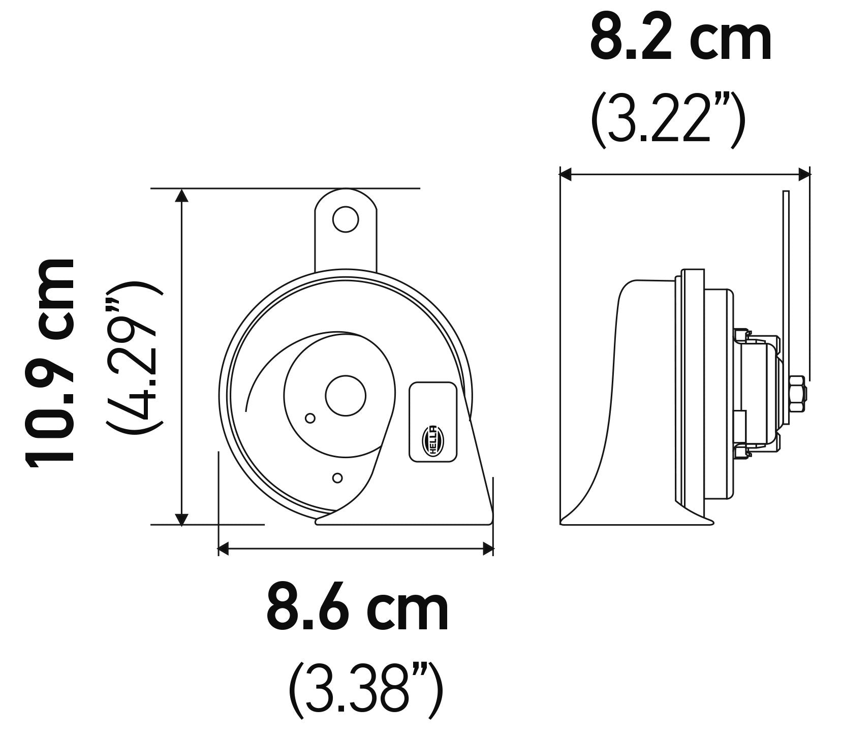 Hella 012010891 Black 12V Bx Trumpet Horn Kit (Peugeot)