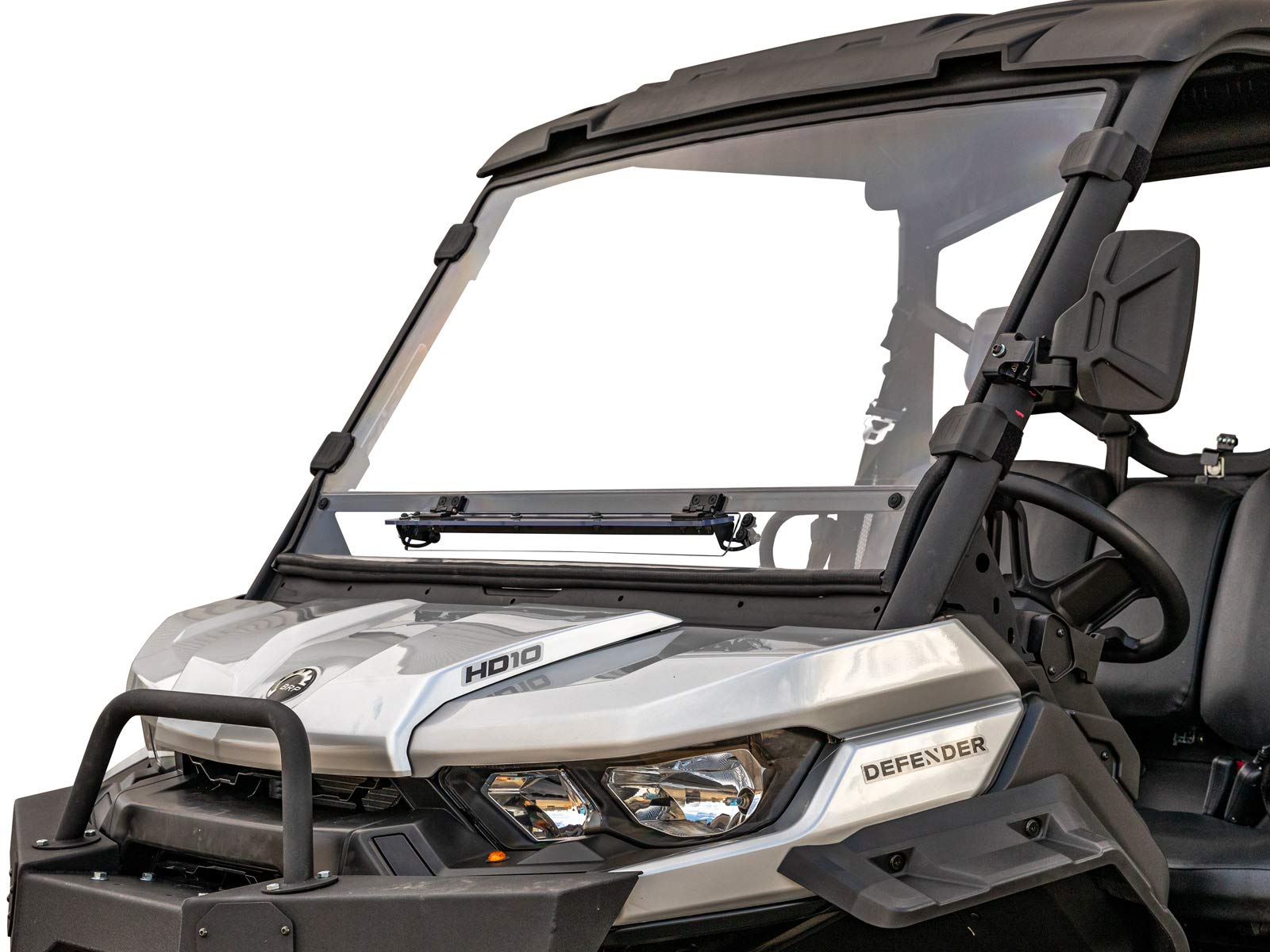 Superatv Scratch Resistant Flip-Vent Windshield For Can Am Defender Hd5 / Hd8 / Hd10 / Max (See Fitment) | Hard Coated For Extreme Durability| Preinstalled Bulb Seal | Easy To Install
