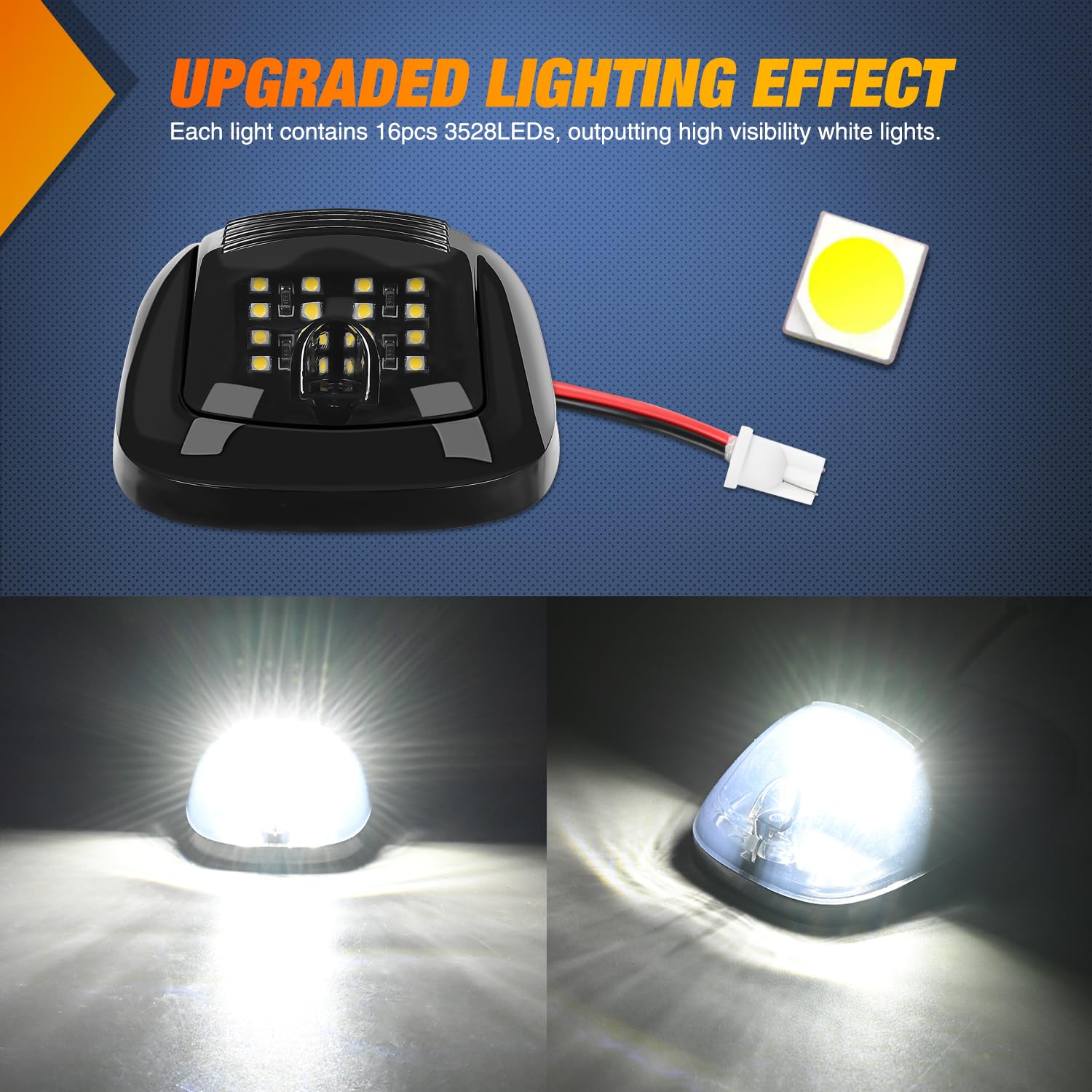 Nilight Cab Roof Marker Light Kit - 5 PCS 16 LED Waterproof Clearance Lights for Ford/Ram Trucks, SUV, POV - White, Model NA959