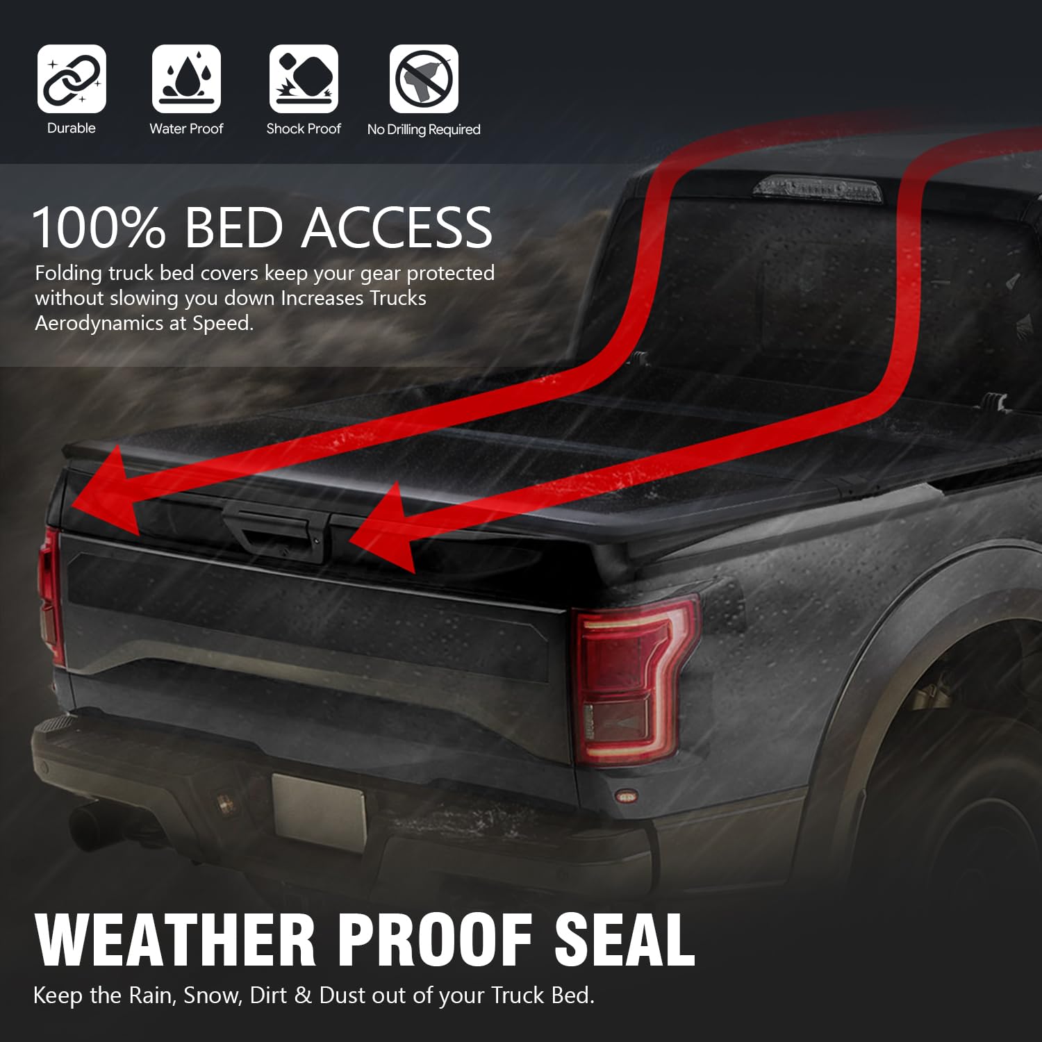 Dna Motoring New Upgrade Truck Bed Top Hard Solid Tri-Fold Tonneau Cover Compatible With 04-13 Silverado Sierra 1500 / 2007 Silv