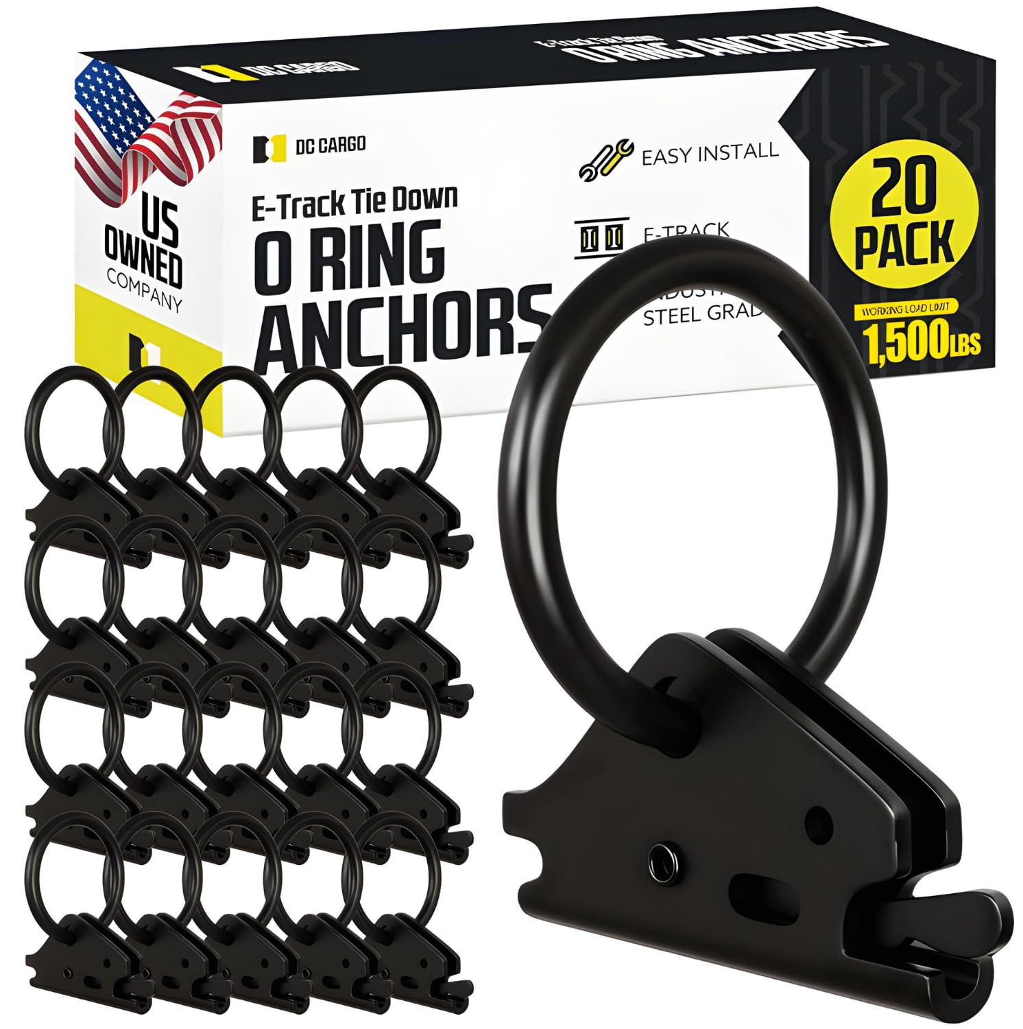 Dc Cargo Mall Heavy-Duty Steel O-Ring (Pack Of 20) 4500Lbs Break Strength - E Track Accessories Tie-Down Anchors For E-Track Tie