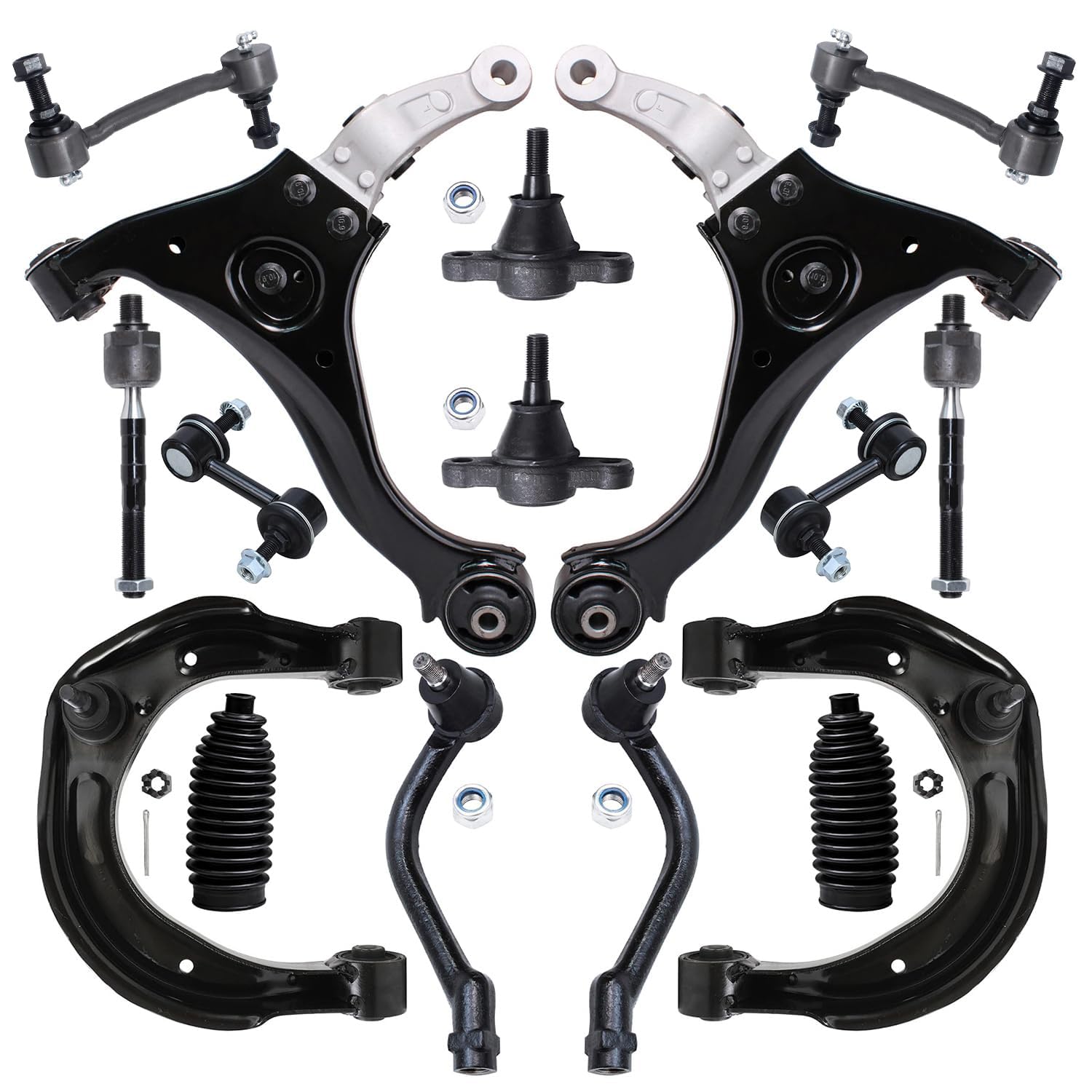 Detroit Axle - Front End 16pc Suspension Kit for 2006 2007 2008 Hyundai Sonata, 4 Control Arms 4 Tie Rods 2 Ball Joints 4 Front 