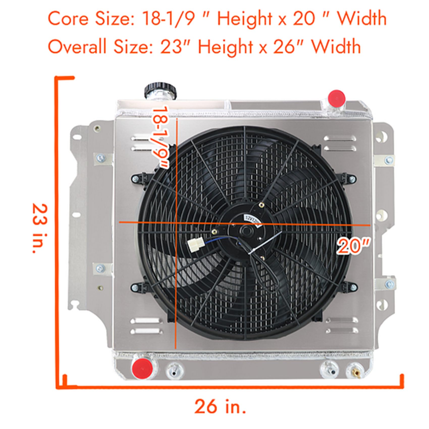 HKAUTOPART 3-Row Aluminium Radiator Kit with 16 Inch Fan & Relay for 1987-2006 Jeep Wrangler & 1997-2006 Jeep TJ 2.