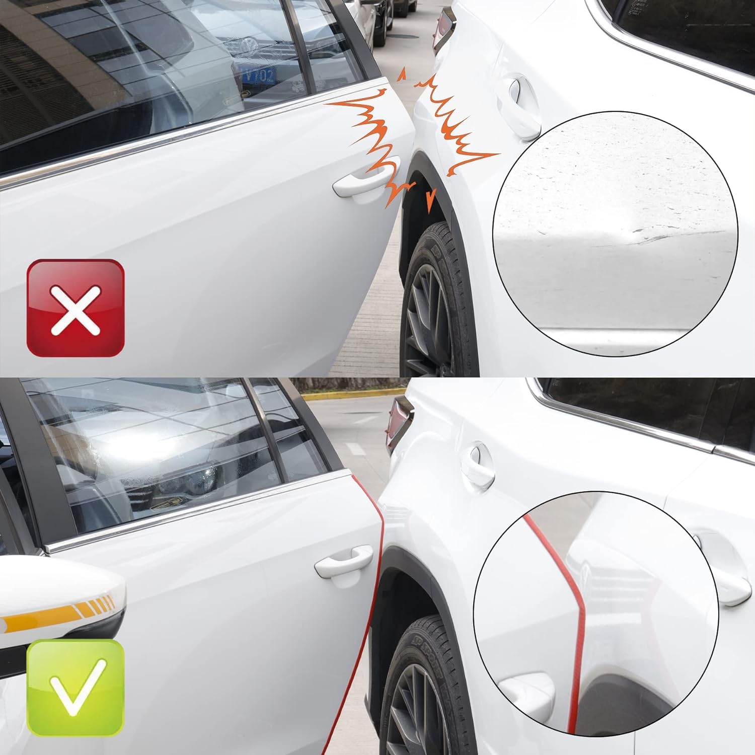 Singaro 49Ft (15M) Car Door Edge Guard, No Glue Car Door Entry Guard Protective Strip, Rubber Edge Trim Car Door Protector, Appl