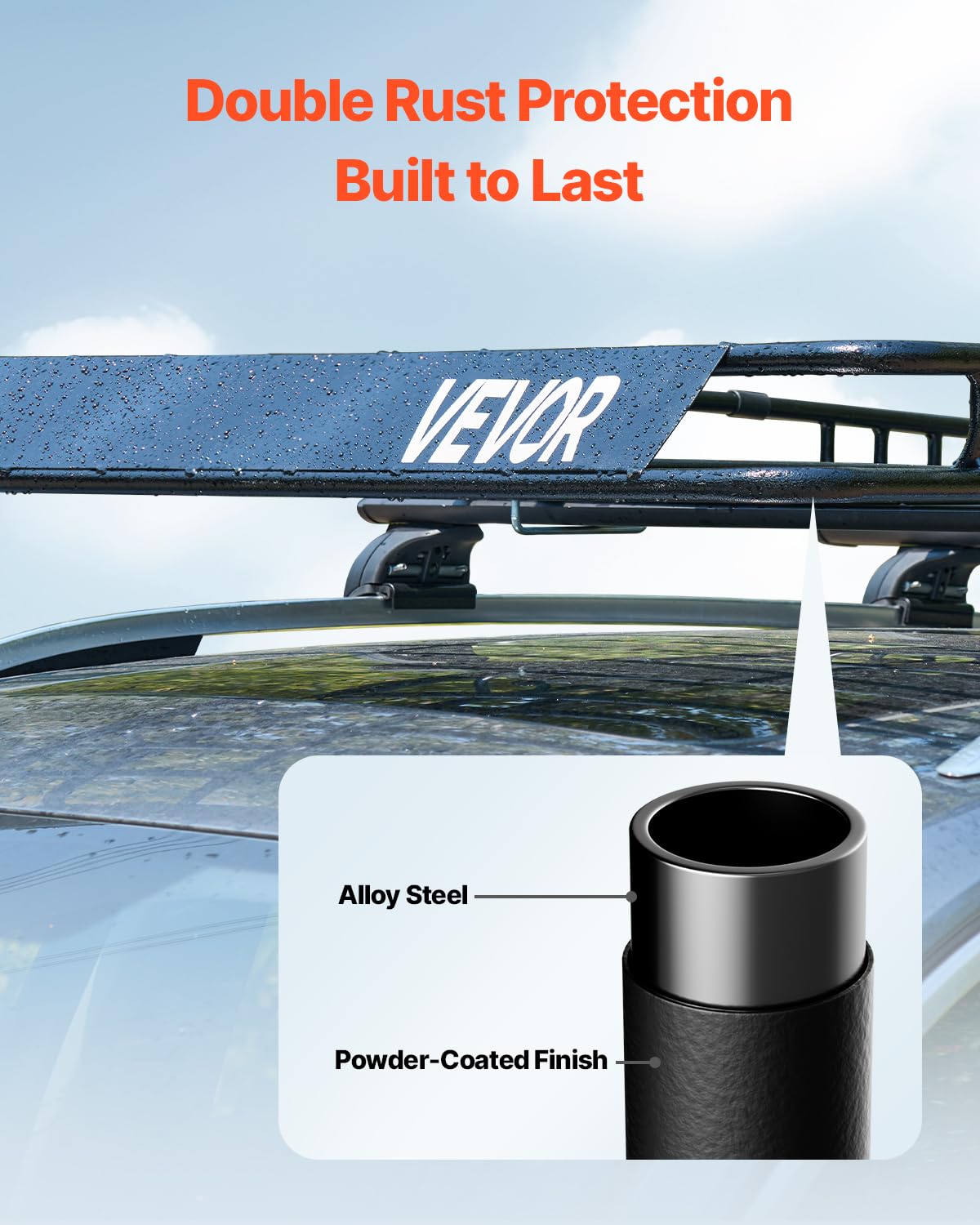 VEVOR Roof Rack Basket Cargo Carrier, 84x39 in, 250 lbs Capacity, Includes Bag & Net, Model 1209-5