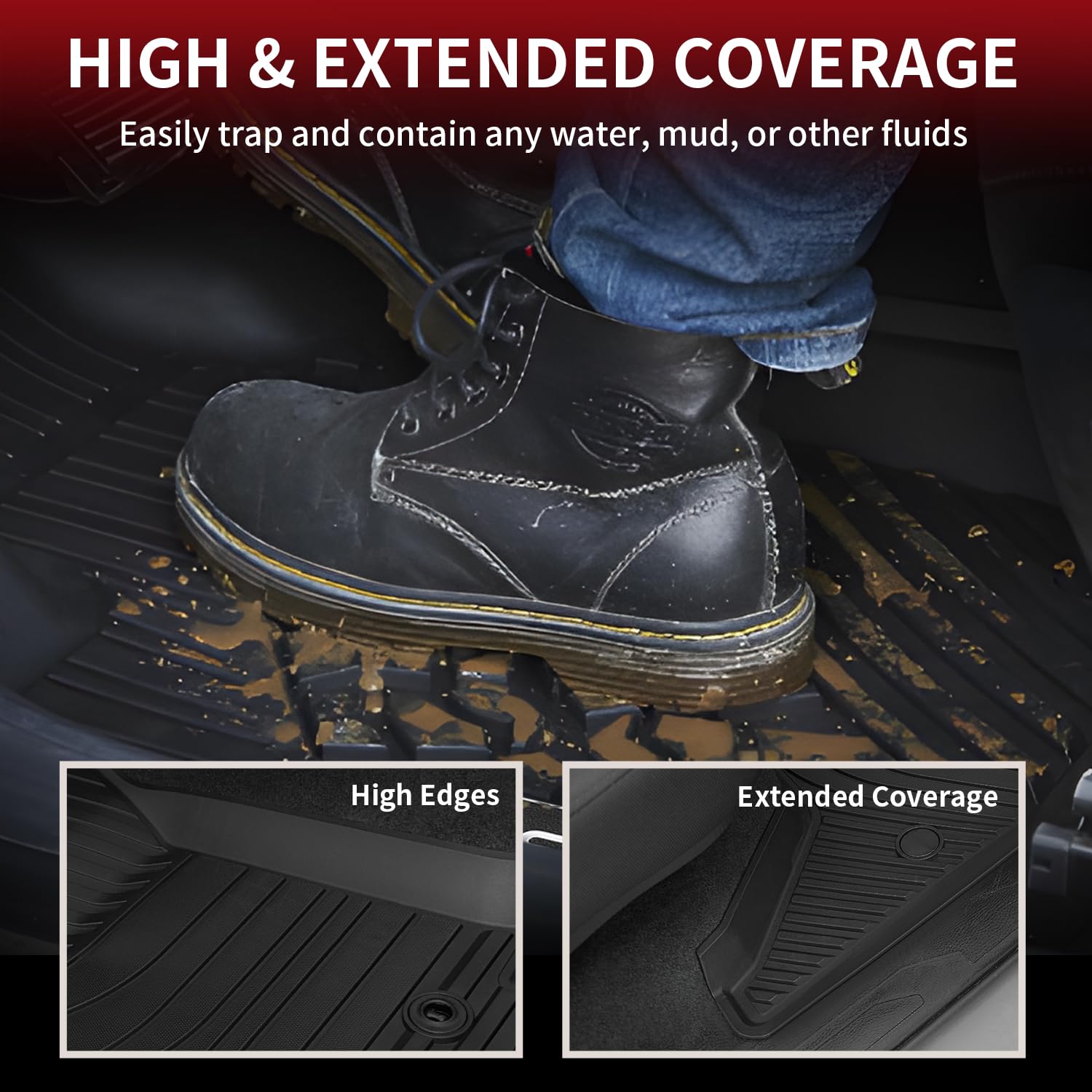 Lasfit Floor Mats For Toyota Tacoma 2016-2023 Double Cab (Only For Automatic) All Weather Custom Fit Floor Liner For Tacoma Sr/S