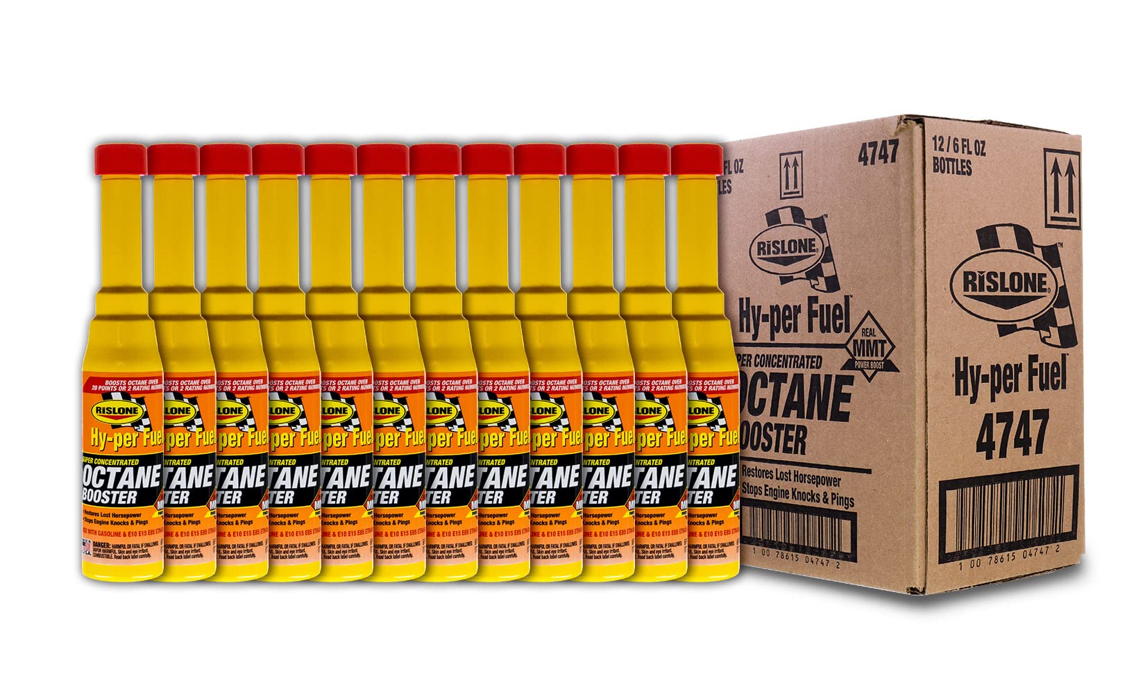 Bar's Leaks Rislone Octane Booster - Super Concentrated, 12 Pack, 6 fl. oz, Yellow, Model 4747-12PK