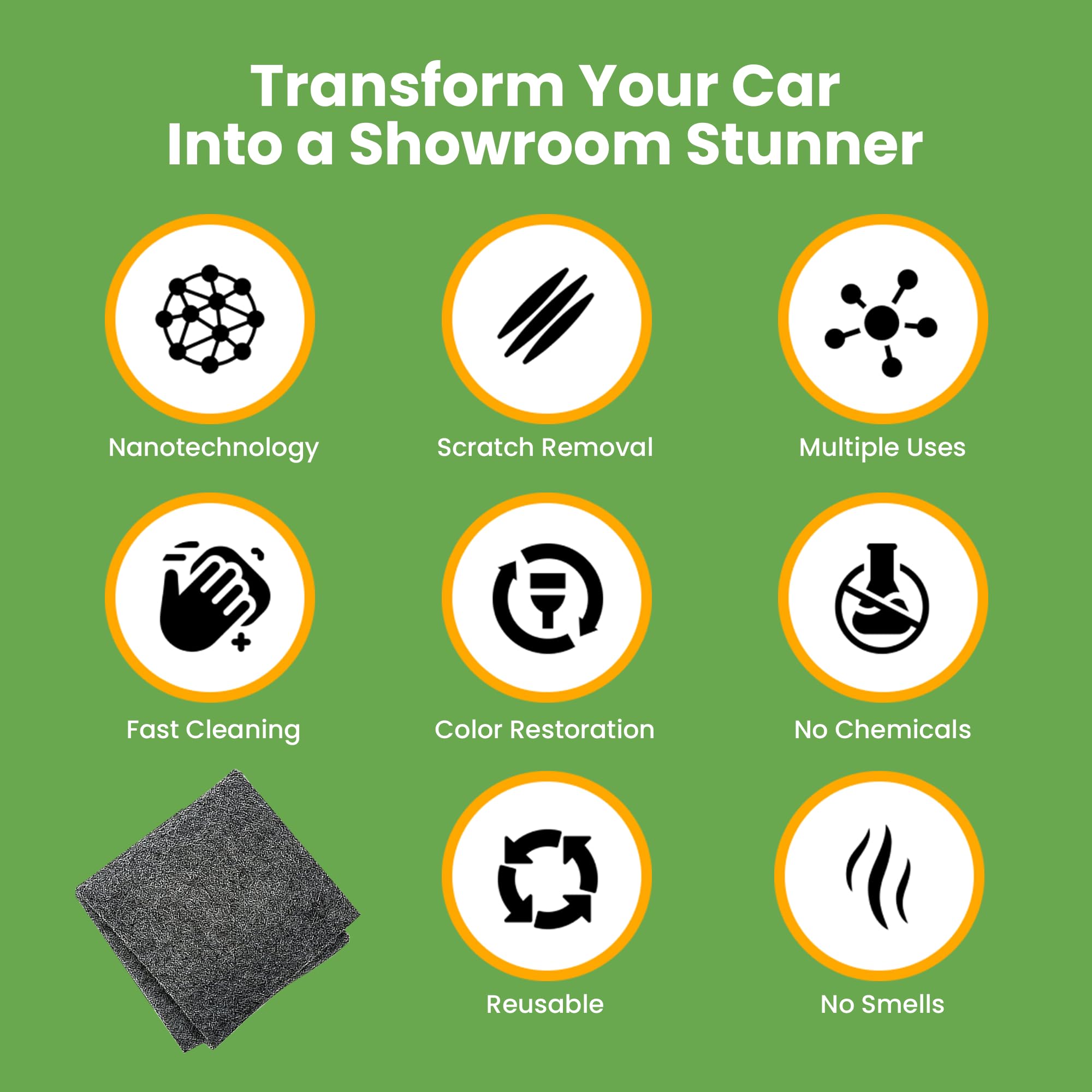 FREEZE2TRIM Breathe Green Nano Sparkle Cloth Car Scratch Remover, Advanced Nanotechnology, Nanosparkle Cloth for Car Scratches R
