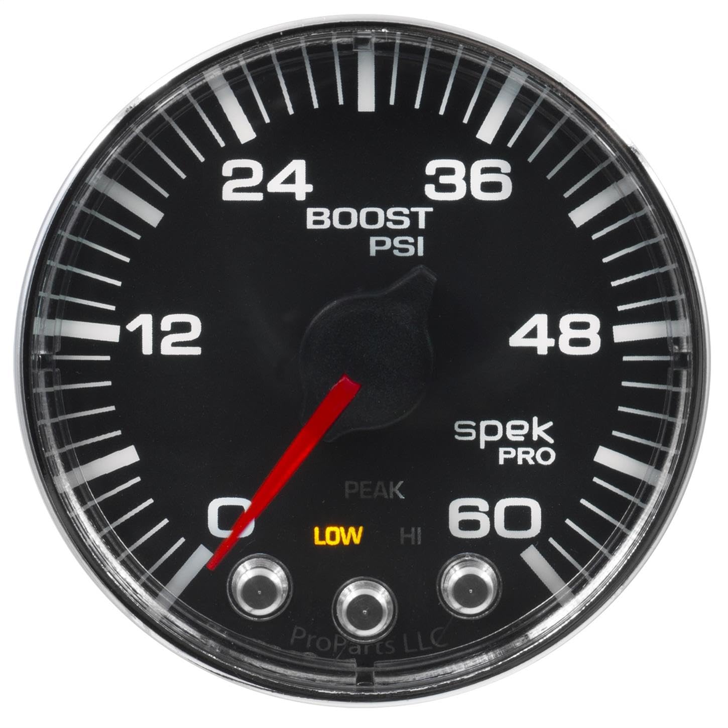 Auto Meter P304318 Gauge Boost (Spek-Pro 2 1/16, 60Psi, Stepper Motorwith Peak & Warn, Blk/Chrm, Spek-Pro)