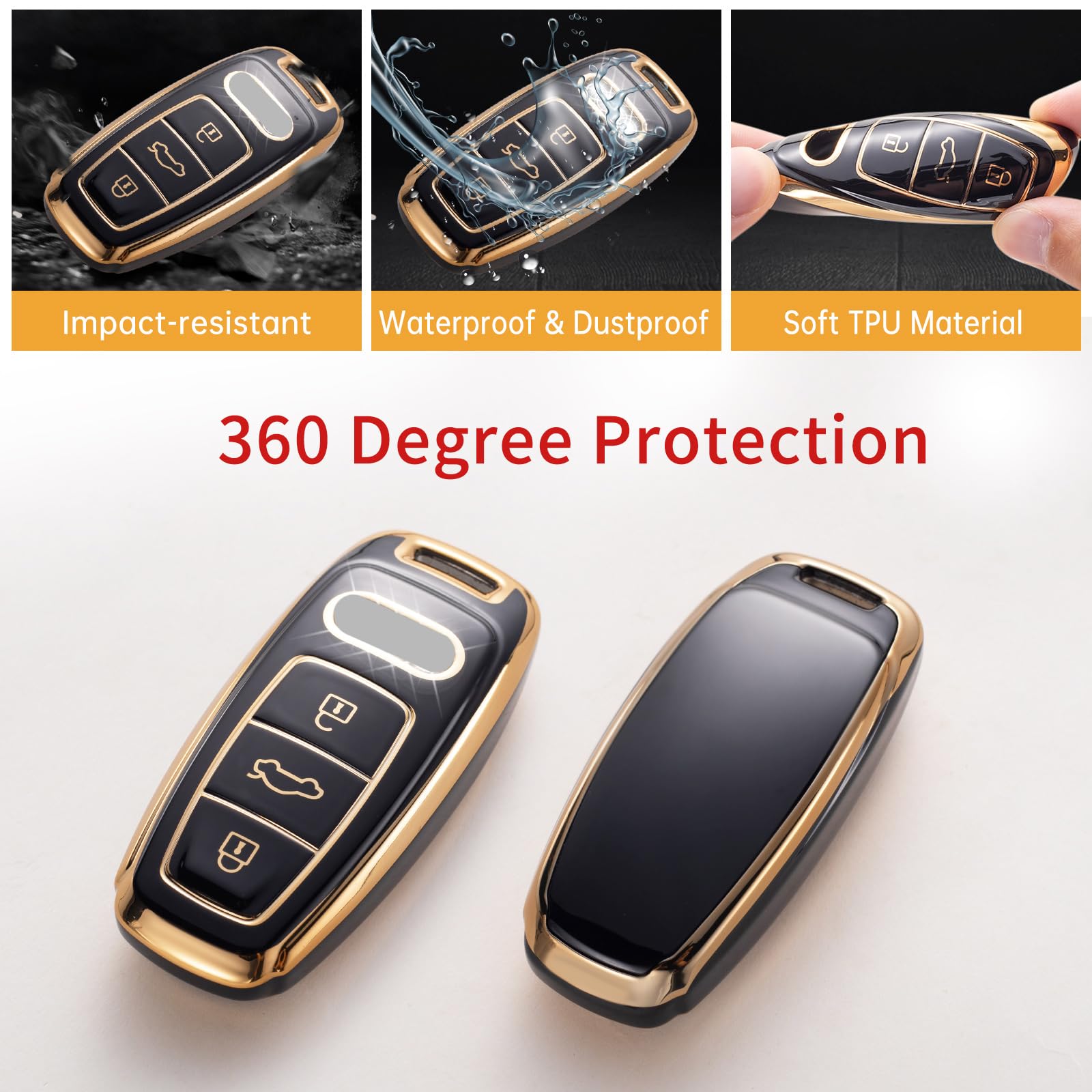 Gematay For Toyota Key Fob Cover With Lanyard, Car Key Case Protection For Corolla 2014 2015 2016 2017 2018 2019 Camry 2014-2017
