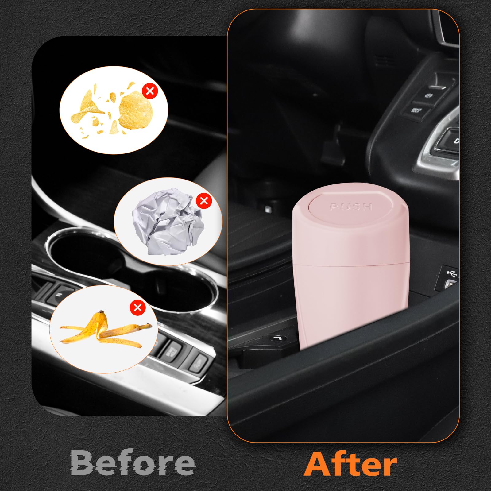 Xiaoniu Car Trash Can With Lid-2Pack, Leakproof Garbage Can With 80 Attached Trash Bags, Mini Essential Car Accessories For Inte