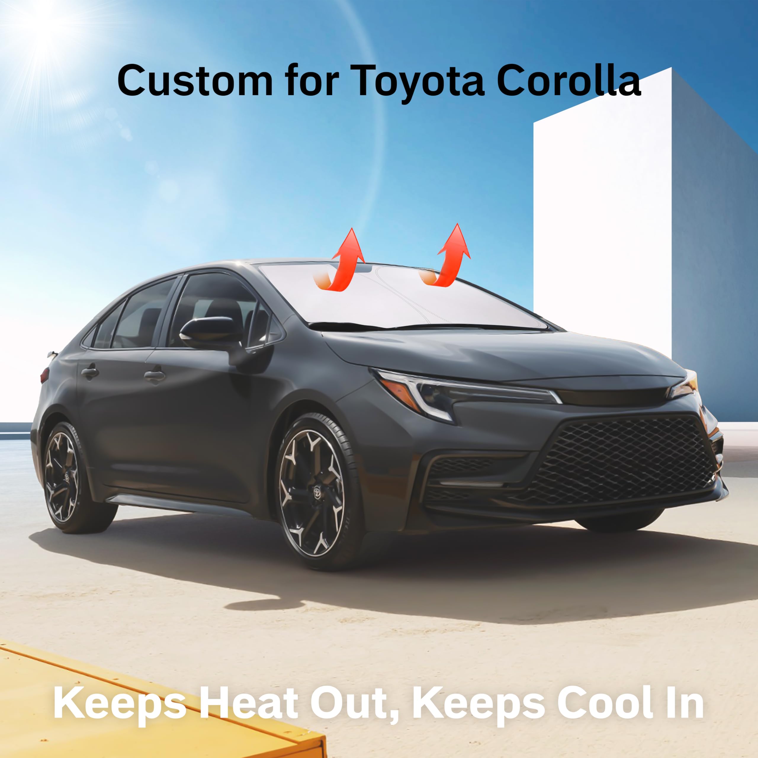 For Corolla 2014-2019 Windshield Sunshade Compatible - Econour 240T Polyester Material Cars Sun Visor Reflector Blocks Uv Rays -