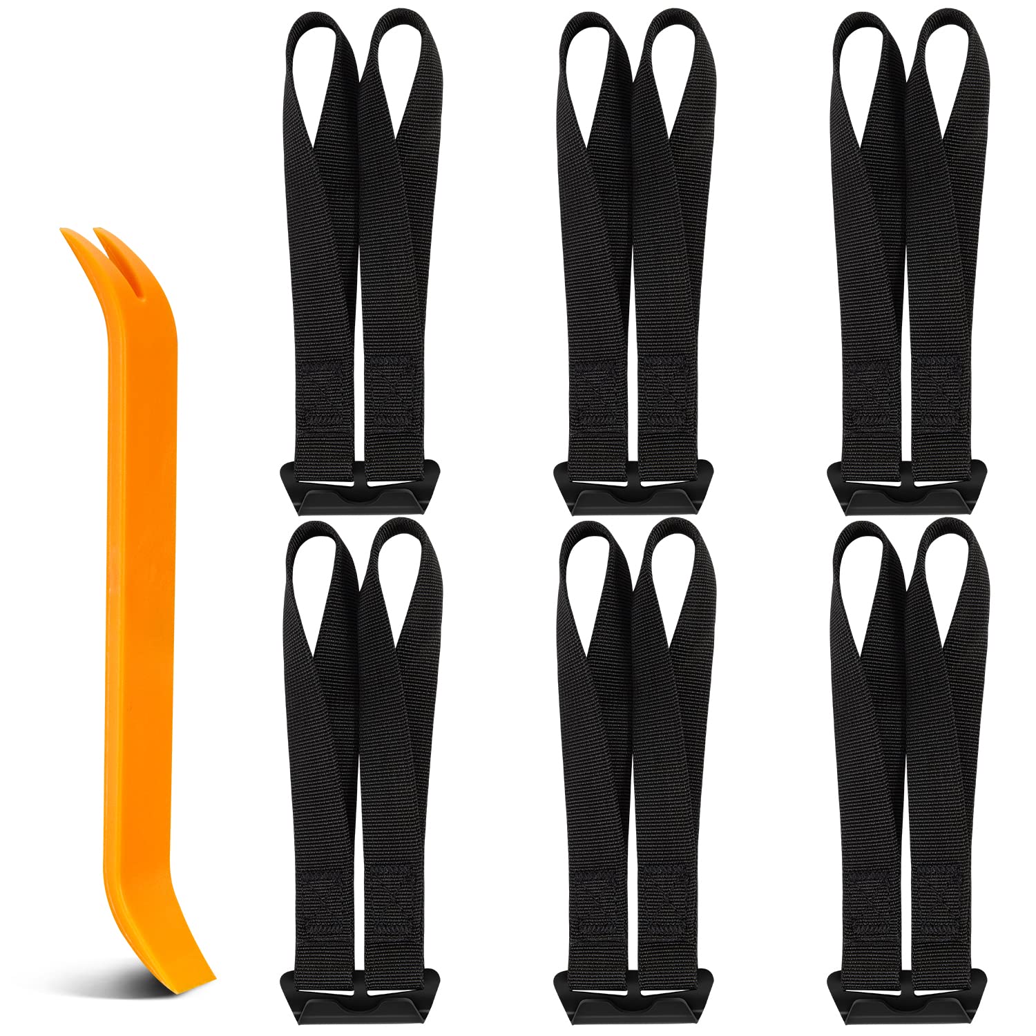 Cargo Tie Down Door Hook Straps, Two Loops Roof Rack Straps Kits Universal for Car Roof Bag, 6 Straps Compatible with Most Car T