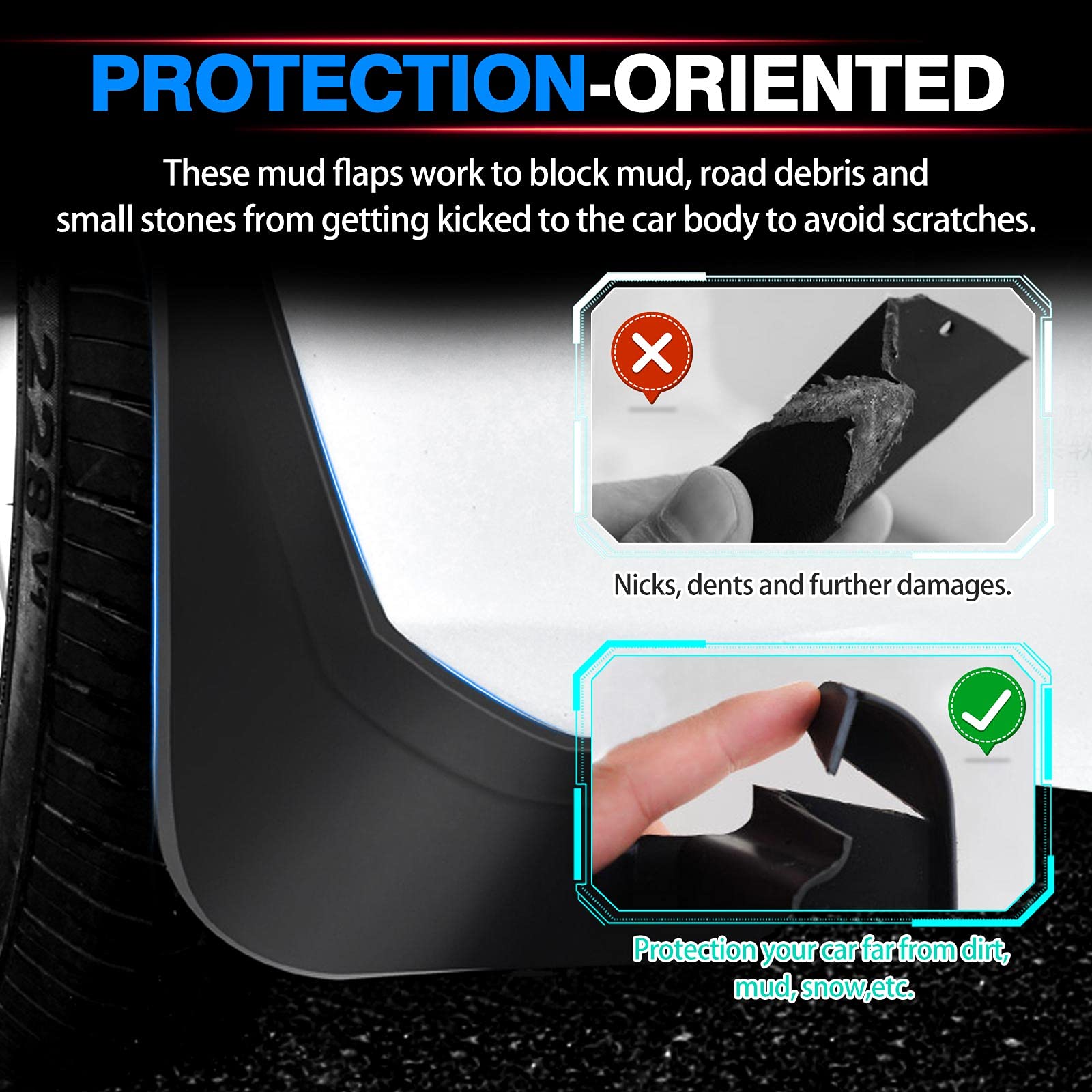 Autorder Mud Flaps Splash Guards For Toyota Highlander 2025 2024 2023 2022 2021 2020 Accessoreis Mudflap Fender Flares Front And