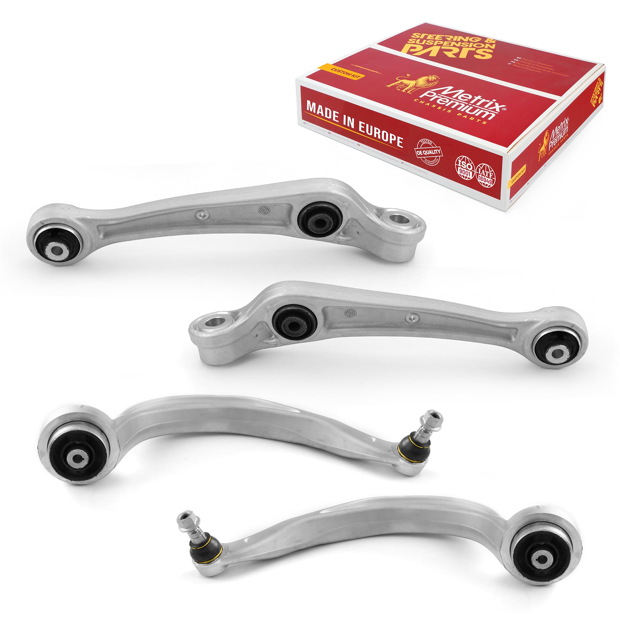 Metrix Premium Chassis Parts - 4 Pc Lower Forward & Rearward Control Arm Kit Fits 10-11 Audi A4, 10-11 A4 Quattro, 10-11 A5, 10-