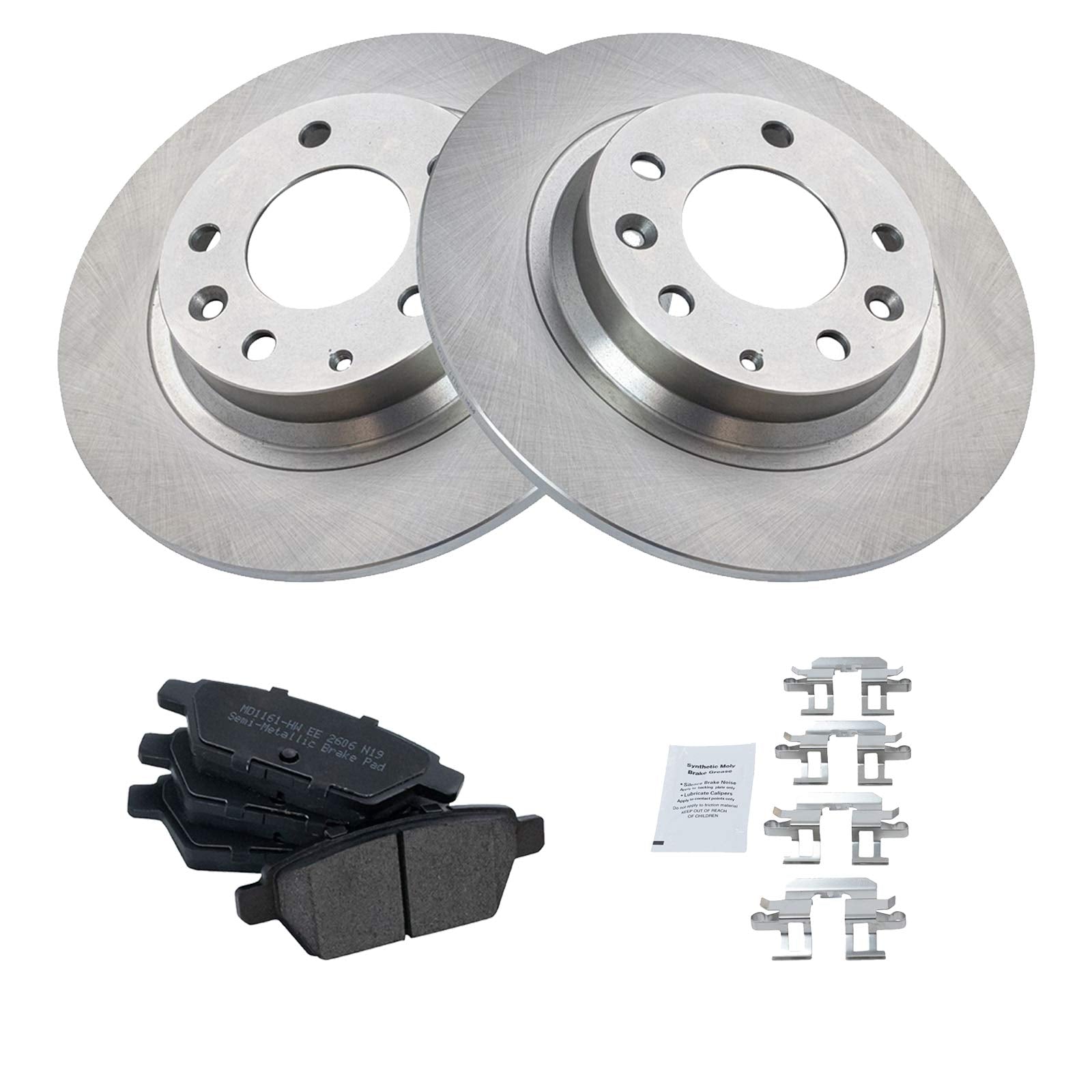 Trq Rear Brake Pad & Rotor Kit Brake Pads Brake Rotor Semi-Metallic Compatible With 2006-2012 Ford Fusion 2007-2012 Lincoln Mkz
