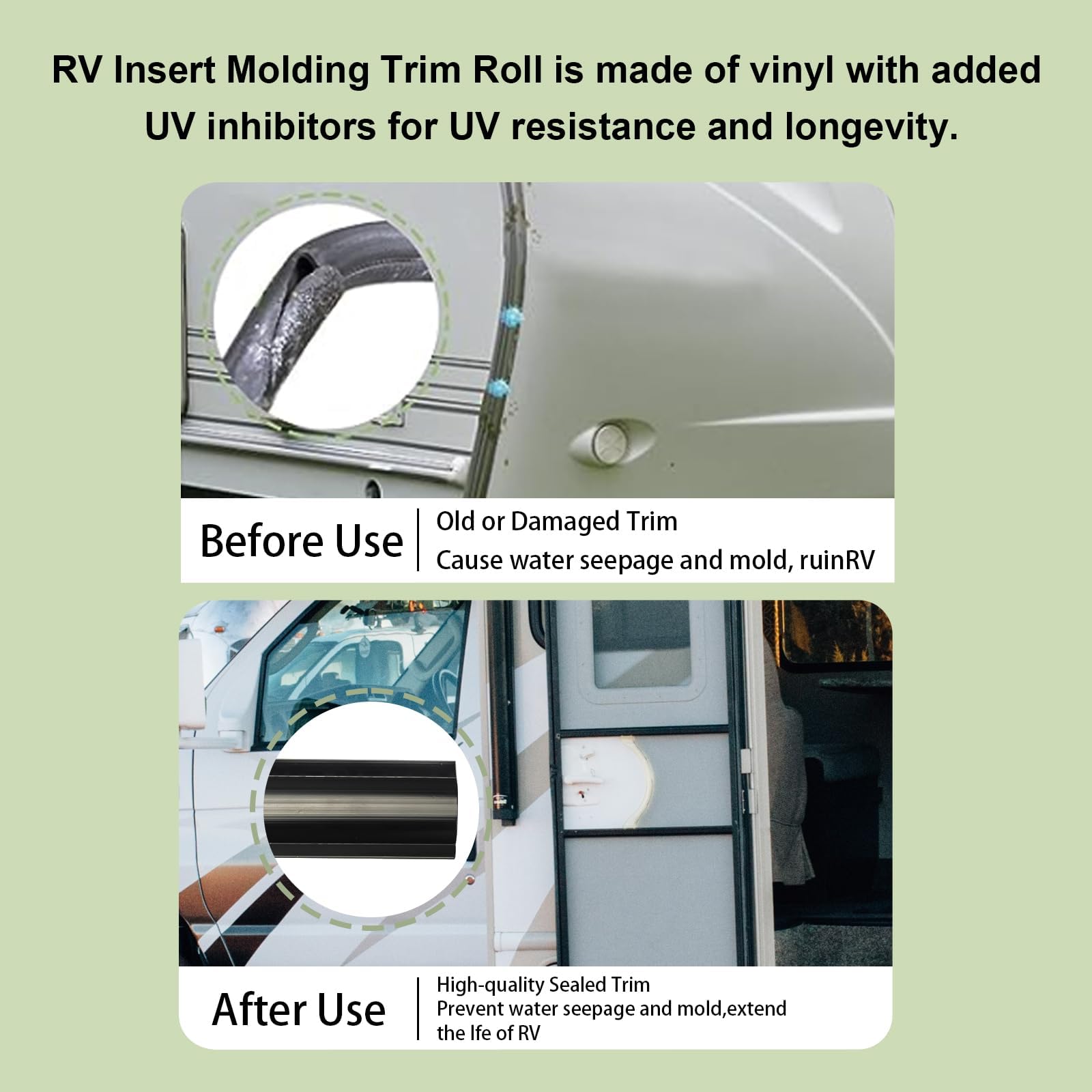 1'' Black Vinyl Trim Molding Screw Cover Rv Boat Camper Travel Trailer (75 Ft)