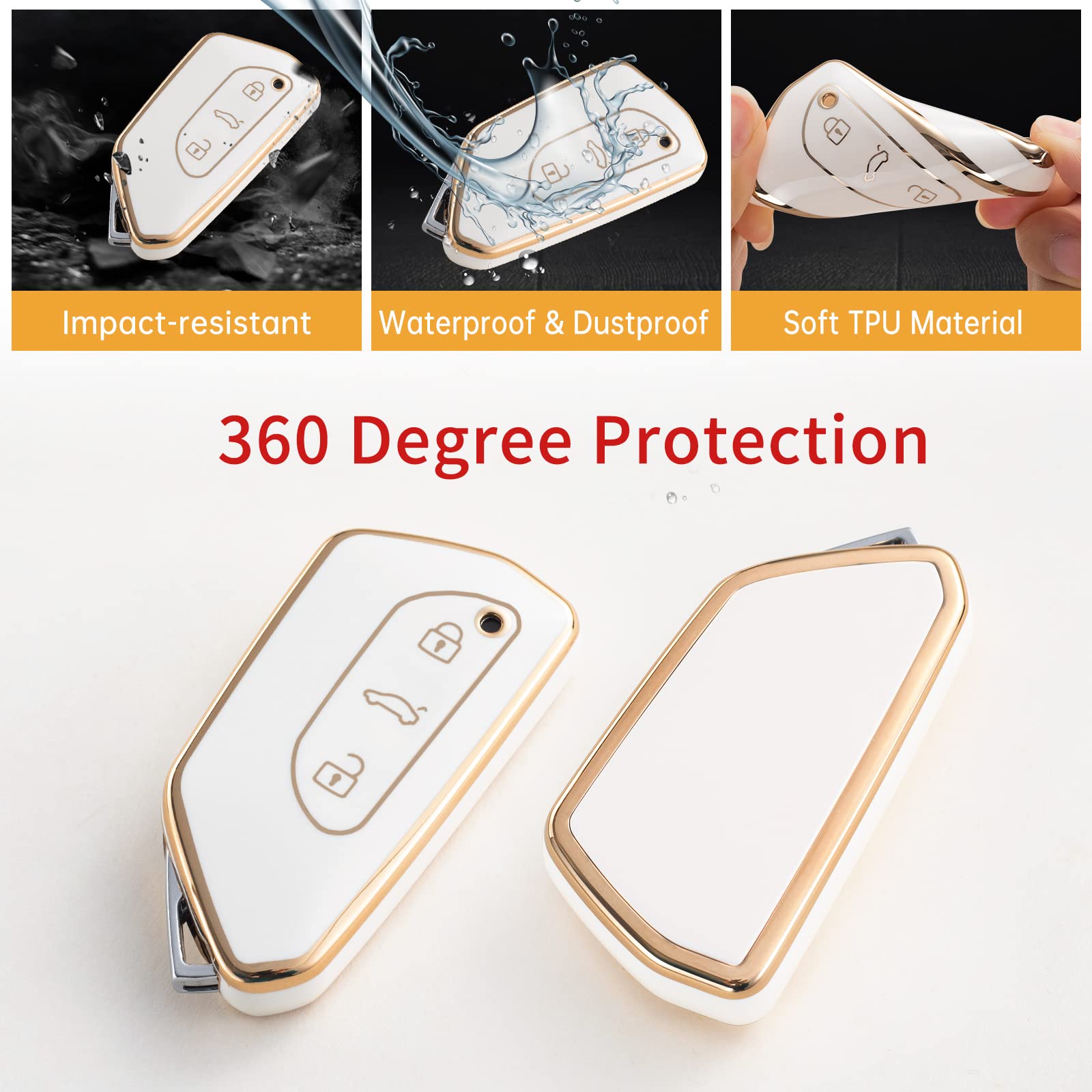 Gematay For Vw Volkswagen Key Fob Cover With Keychain Lanyard, Soft Tpu Key Fob Protector Shell Compatible With Golf 8 Id4 Seat