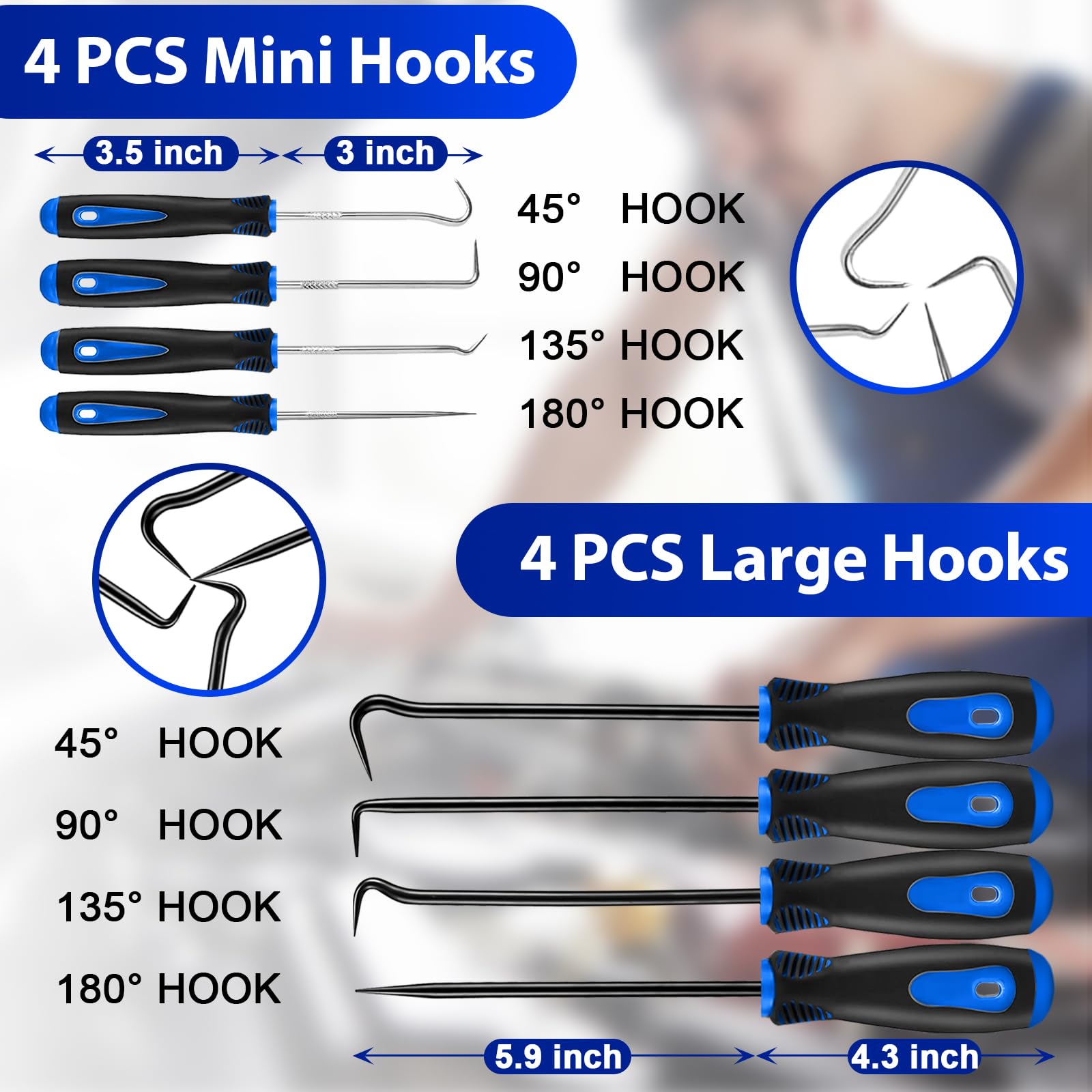 Keze 17 Pcs Hook And Pick Set Auto Trim Removal Tool Kit,Clip Plier Remover Tool Gasket Scraper Telescoping Magnetic Pickup Tool
