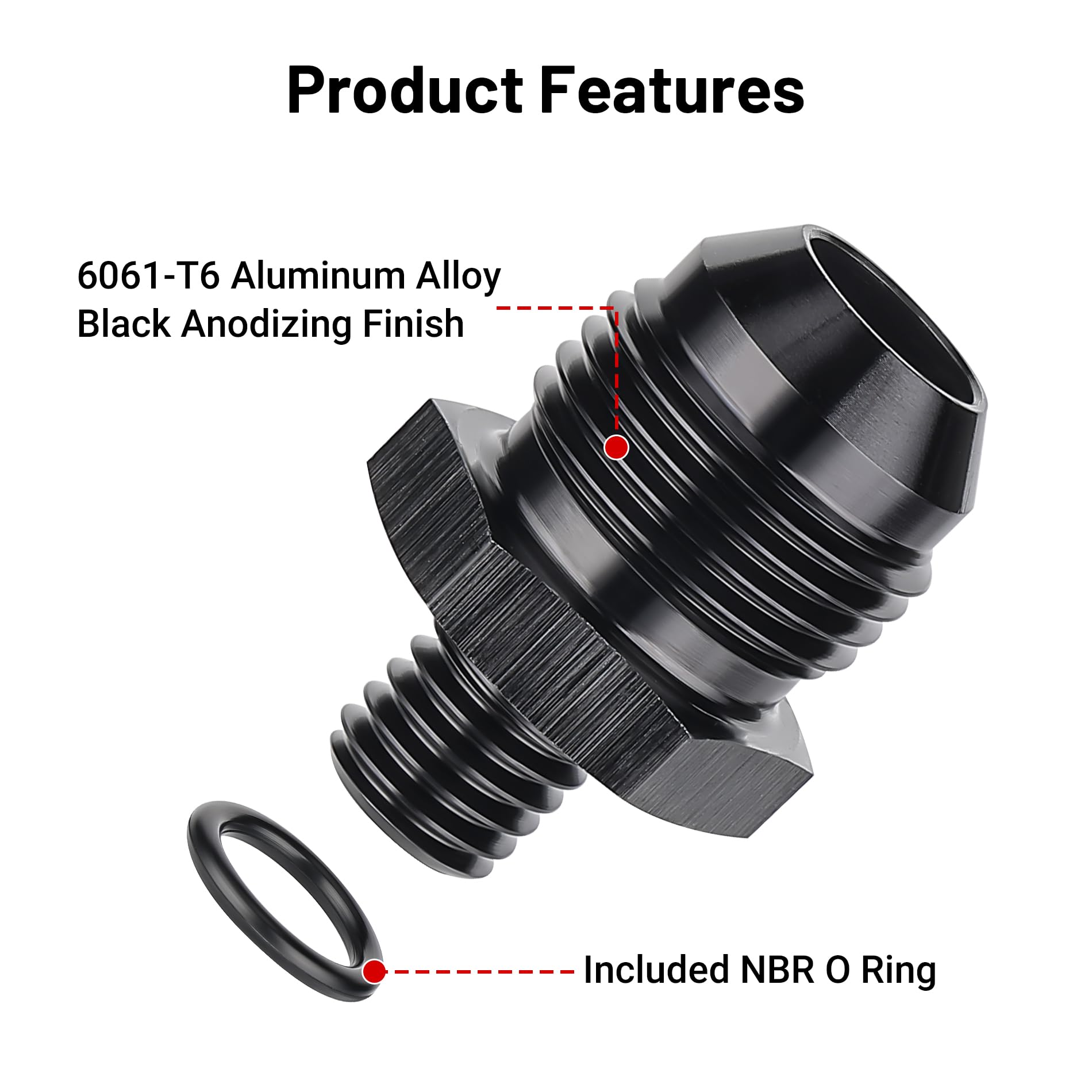 Evil Energy 8An Male Flare To M10 X 1.5Mm Male Metric Fitting Adapter Aluminium Alloy 2Pcs