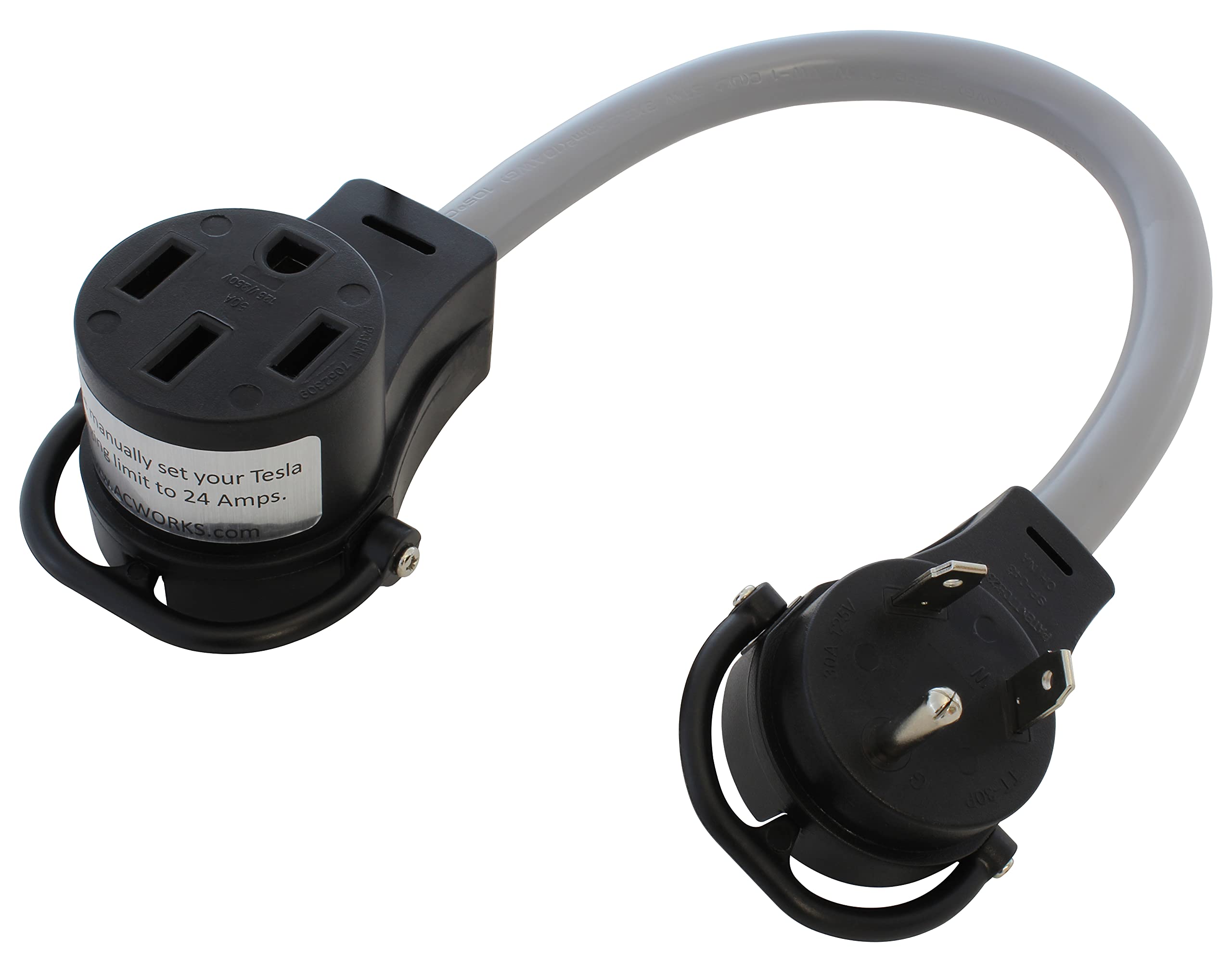 Ac Works Electric Vehicle Charging Adapter For Tesla Use (Tt-30 Rv 30A To Tesla)